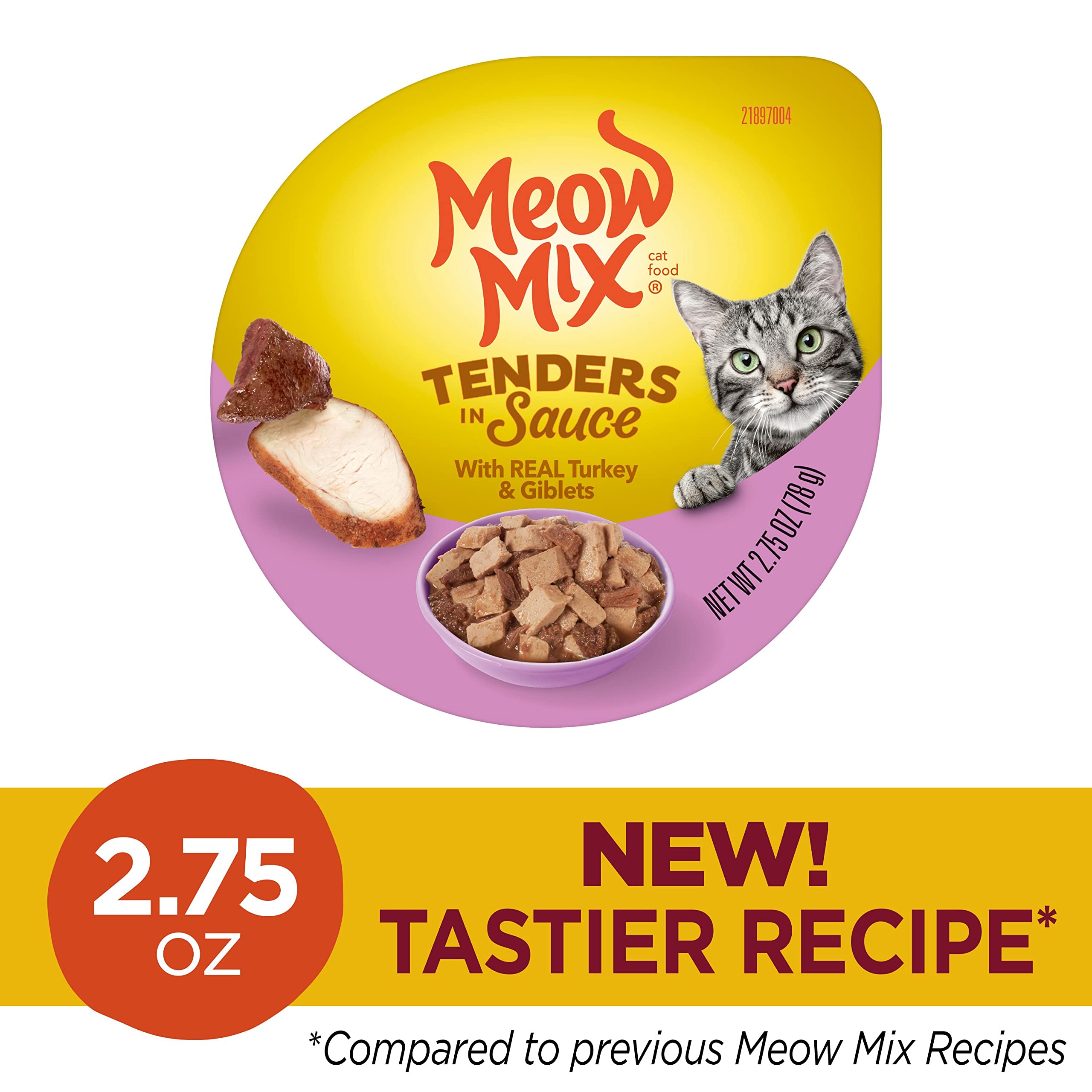 Meow Mix Tenders in Sauce Wet Cat Food, Turkey & Giblets, 2.75 Ounce Cup (Pack of 12)