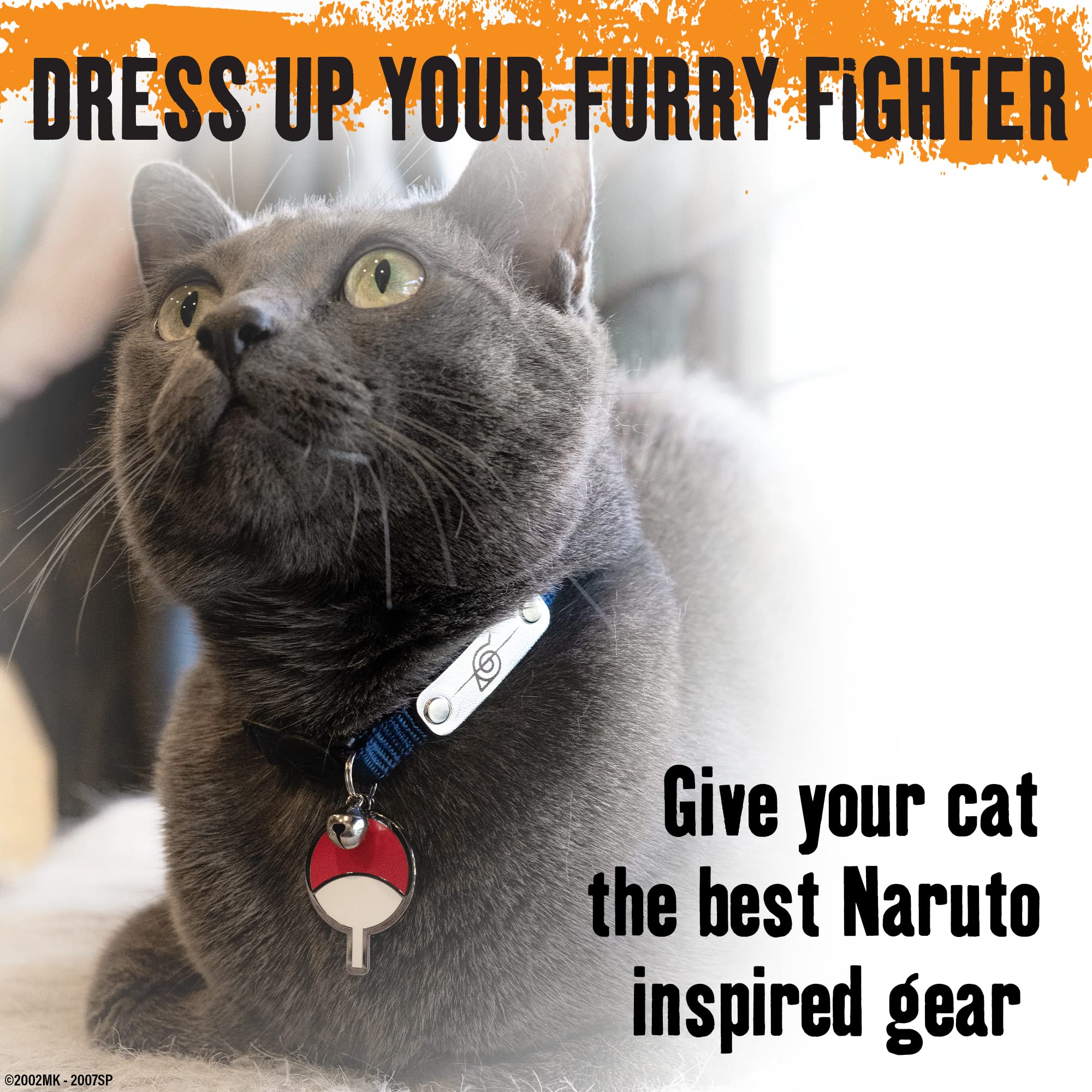 Naruto Cat Collars For Girl Cats, Boy Cats & Small Kitten Collar With Bell | Officially Licensed Naruto Shippuden Hidden Leaf Village Headband Breakaway Cat Collars For Naruto Gifts (Navy, Rogue)