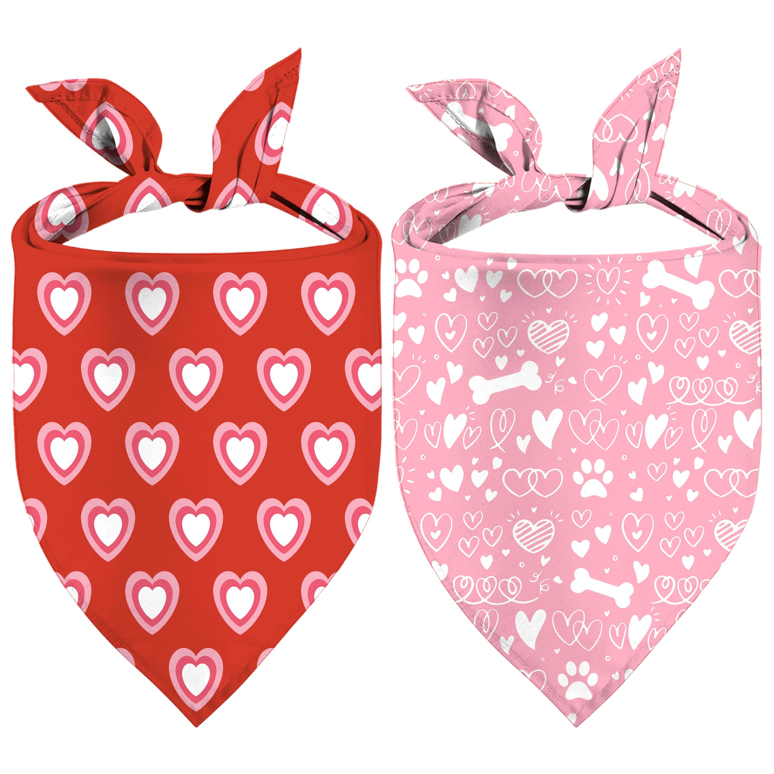 Valentine 's Day Dog Bandana, 2 Pack Adjustable Holiday Party Birthday Pets Valentine Day Bandana Mother 's Day Triangle Bibs Ca