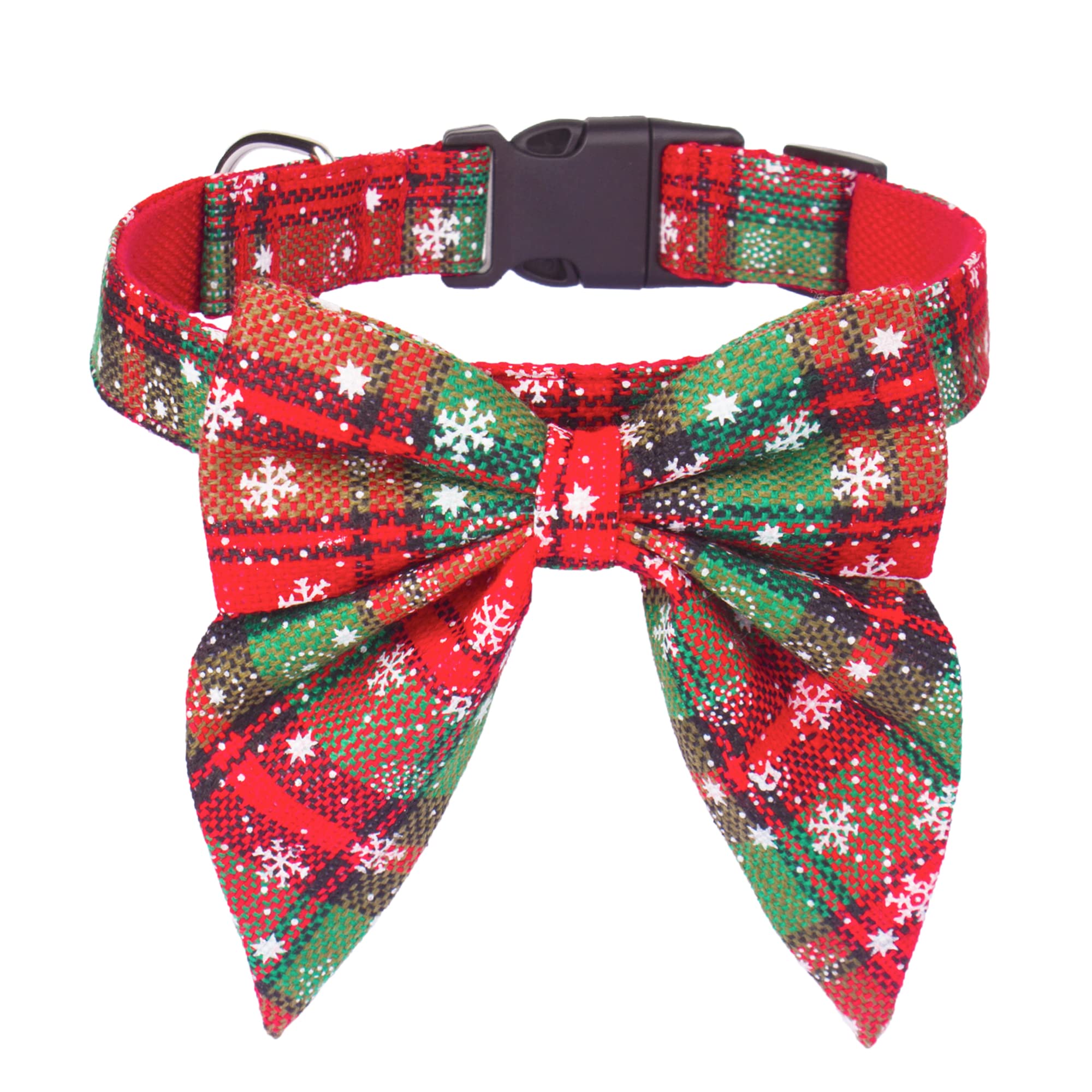 Adoggygo Christmas Dog Collar With Bow, Adjustable Cotton Red Bowtie Dog Christmas Collars For Small Dogs Pets (Small, Xmas)
