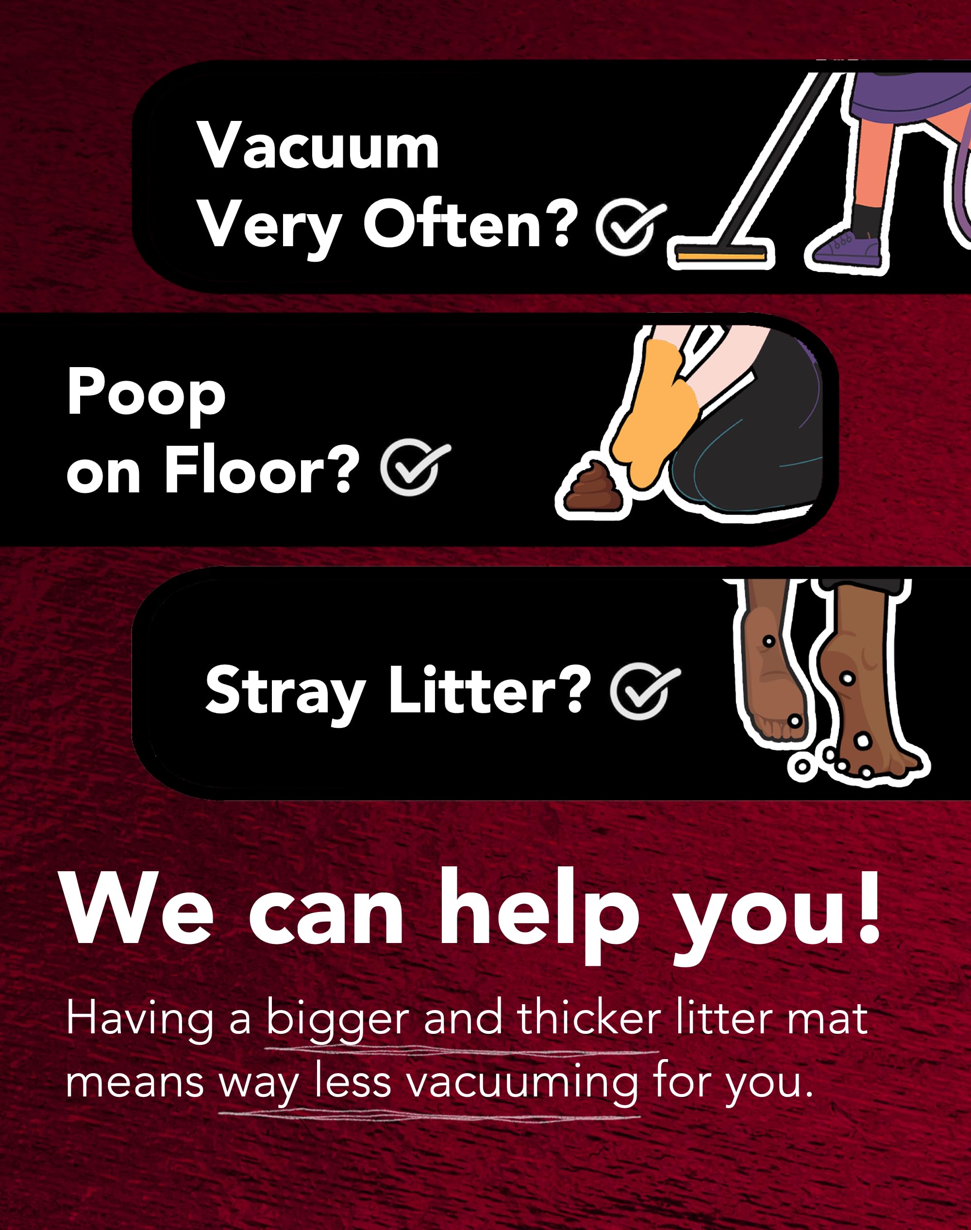 Lukamoo Cute Cat Litter Mat (30X20), Large/L, For Kitty Litter & Cute Cat Litter Box, Litter Trapping Mat (Large (30' X 20'),