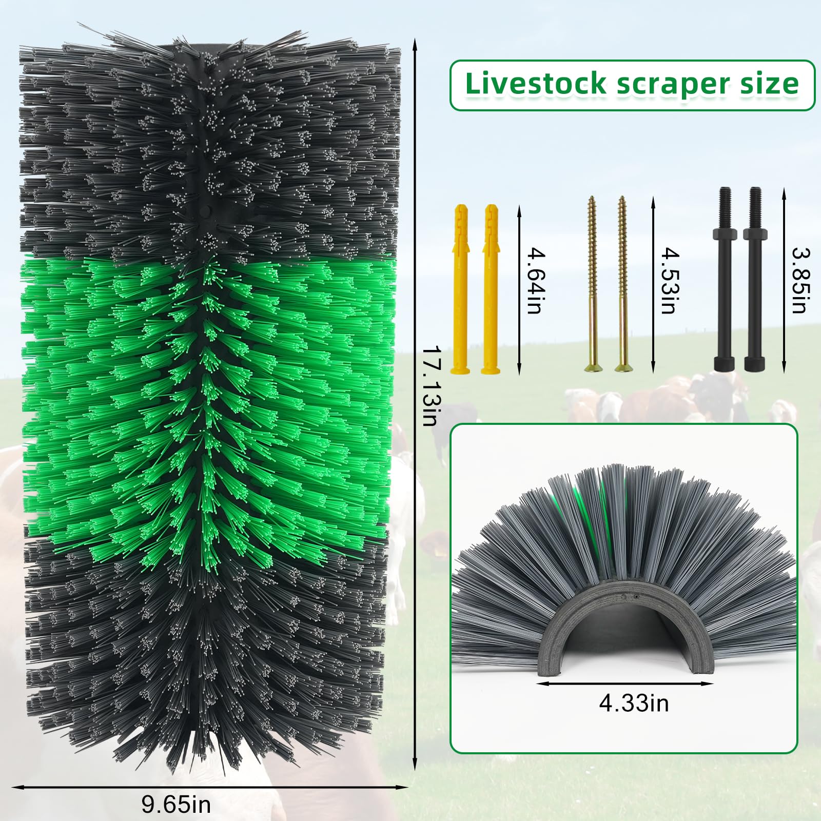 Widen Livestock Scratching Brush Horse Scratcher Full Massage Grooming Brush Animal Back Itch Relief With 16 Screws for Goat,Cat