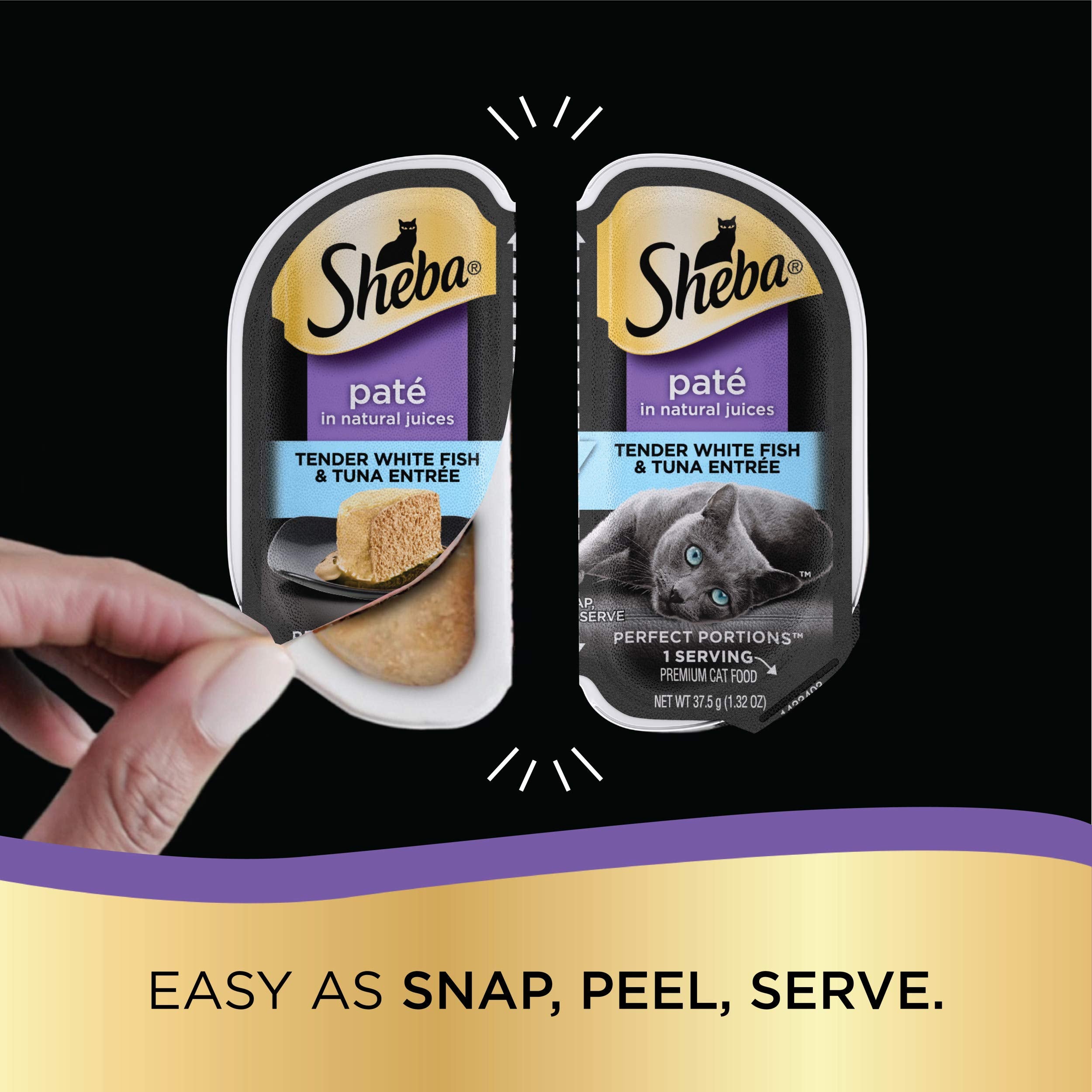 Sheba Perfect Portions Wet Cat Food Pate Tender White Fish and Tuna Entree, 2.6 oz. Twin-Pack Trays (24 Count, 48 Servings)