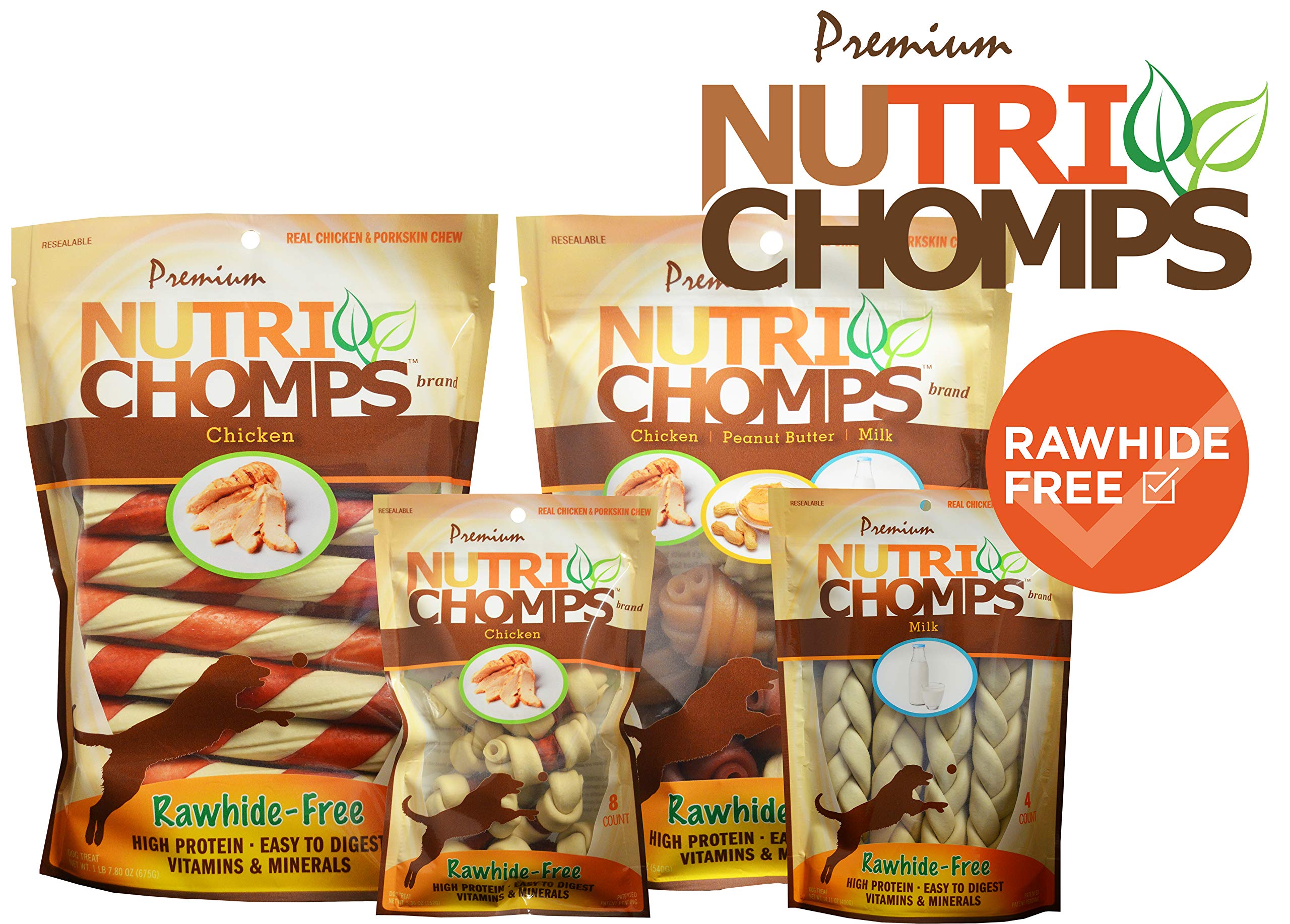 Pork Chomps Premium Nutri Chomps Peanut Butter Flavor Braids