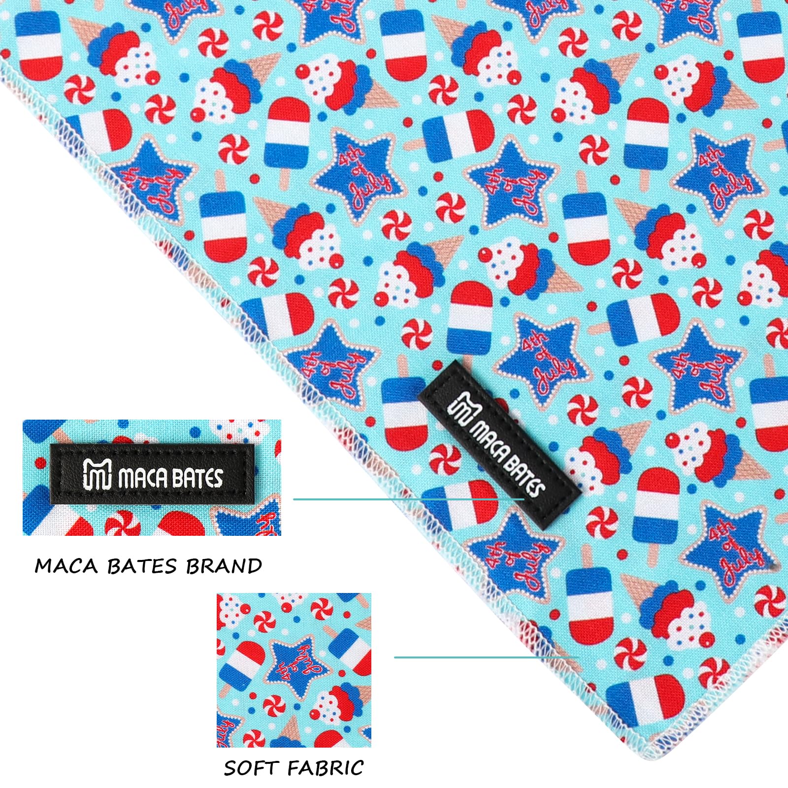 Maca Bates 4Th Of July Dog Bandana American Flag Triangle Usa Scarf Patriotic Handkerchief Soft Cotton Cute Adjustable Puppy Ban