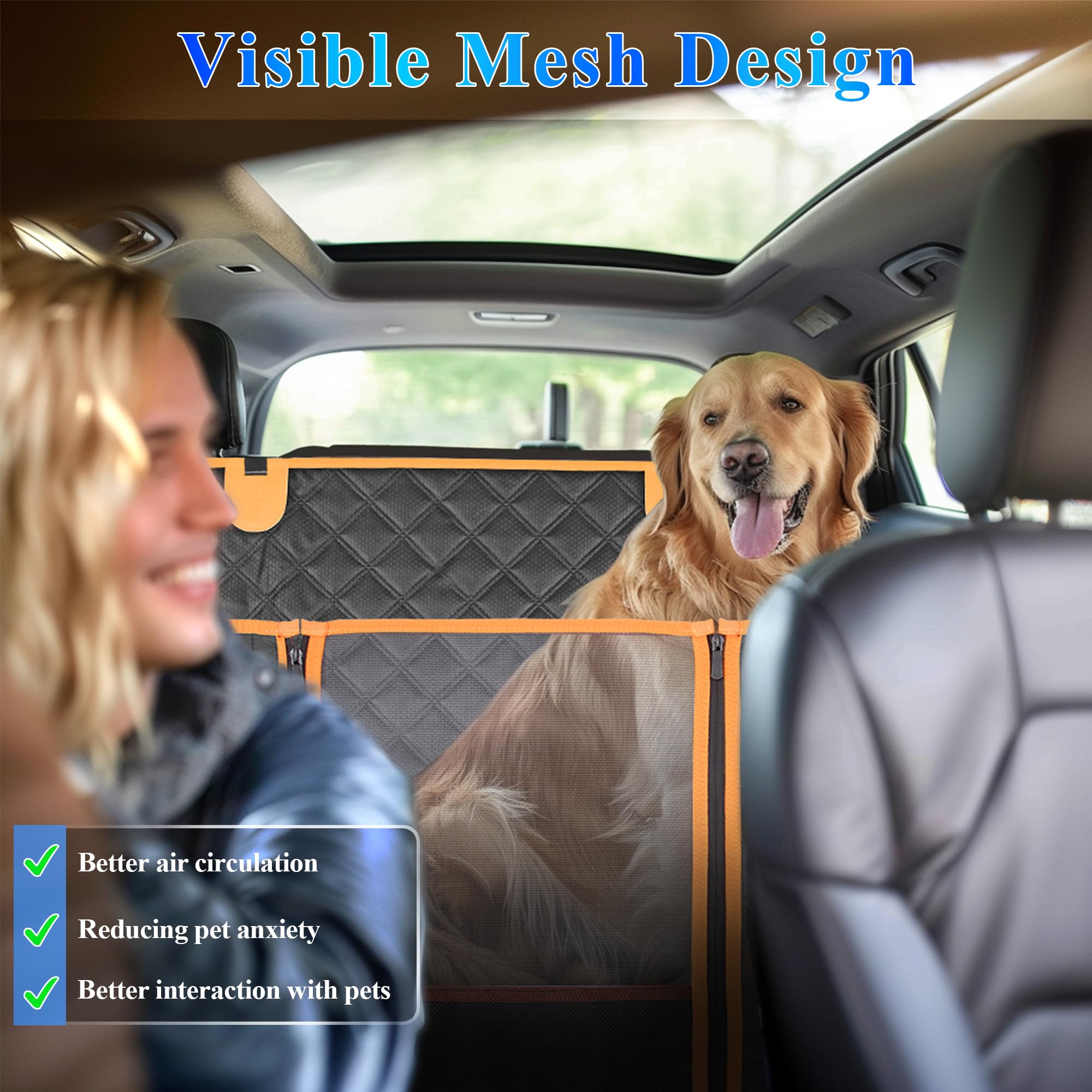 Dog Car Seat Cover For Back Seat, Hard Bottom Car Seat Cover For Dogs With Door Protectors For Traveling And Camping With Pets,
