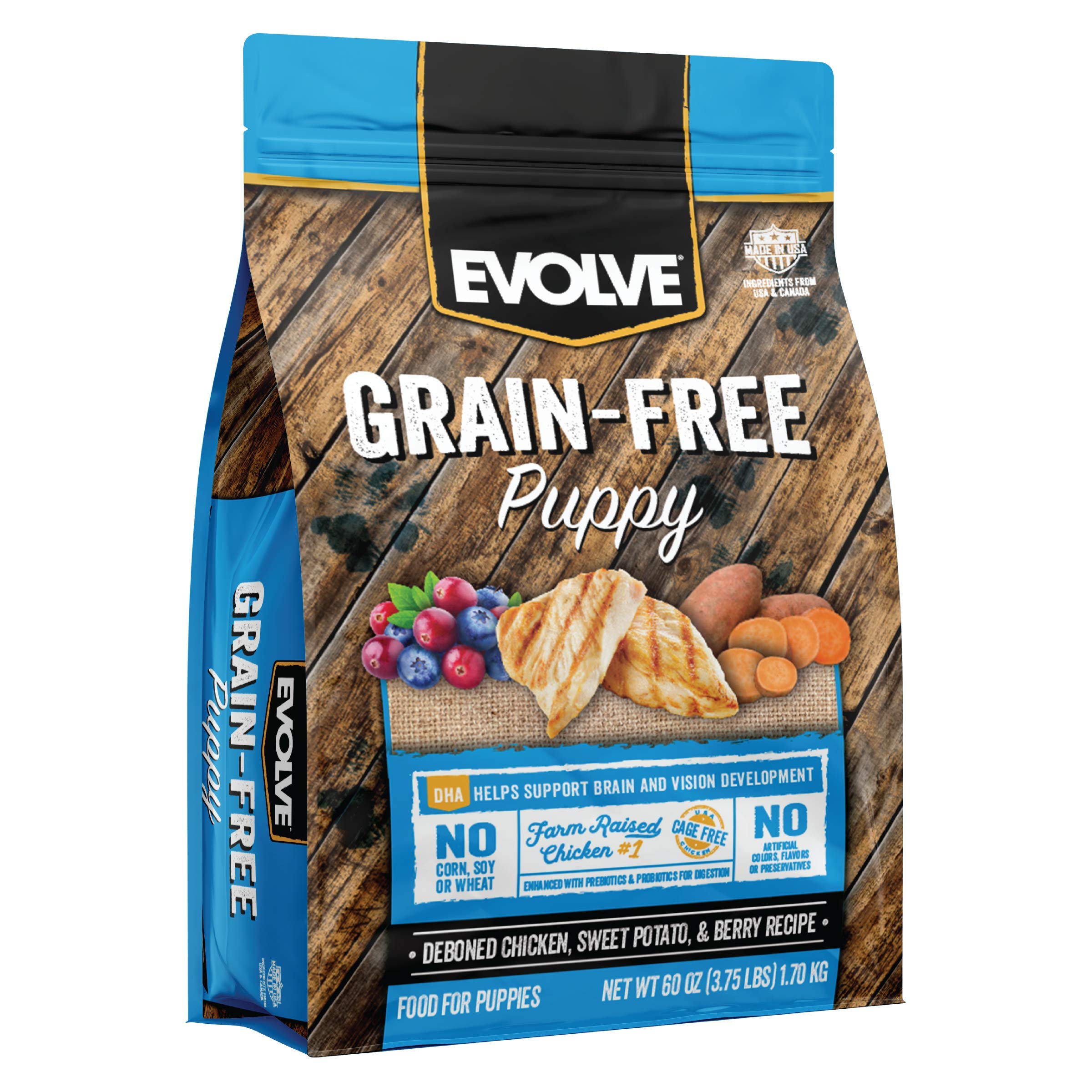 Evolve Grain Free Puppy Dog Food with Deboned Chicken, Sweet Potato & Berry, 4lb