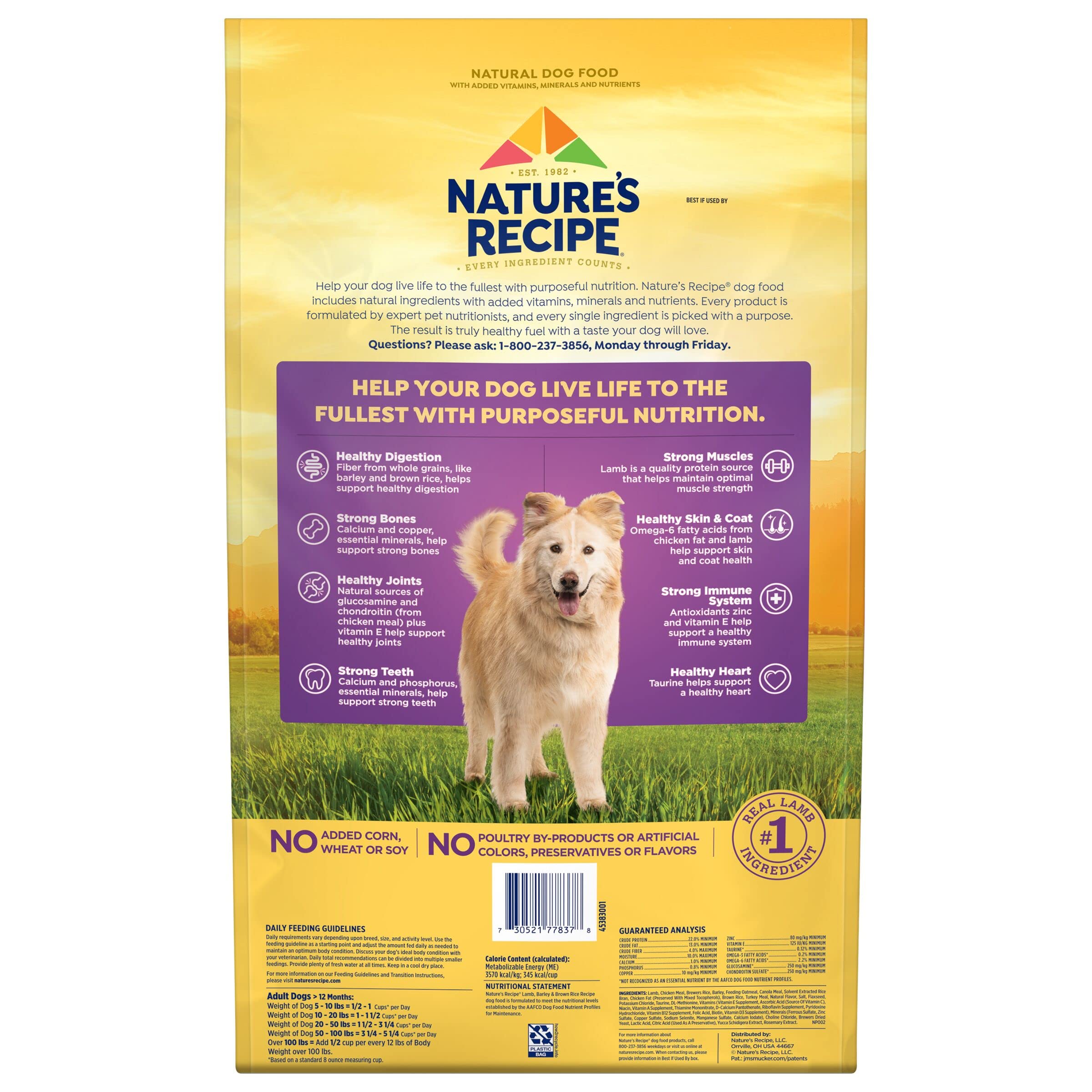 Natures Recipe Lamb, Barley & Brown Rice Recipe Dry Dog Food, 24 lb. Bag
