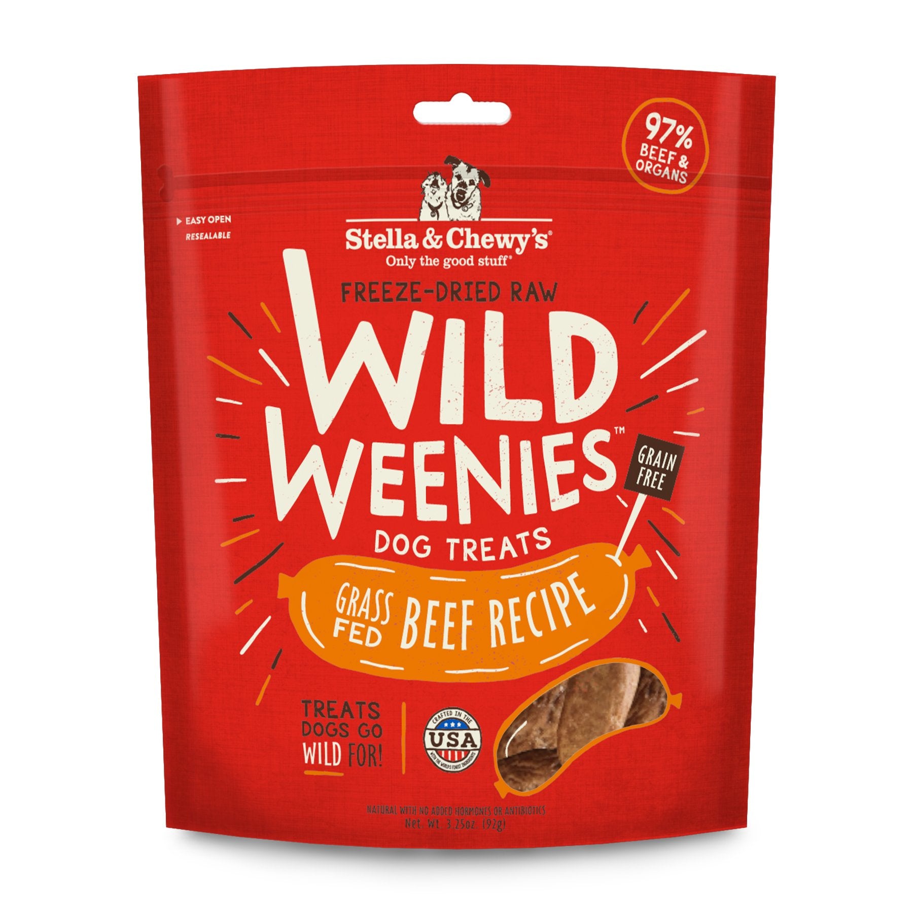 Stella & Chewys Freeze-Dried Raw Wild Weenies Dog Treats - High-Protein Training Treats for Dogs & Puppies - All-Natural Grass-
