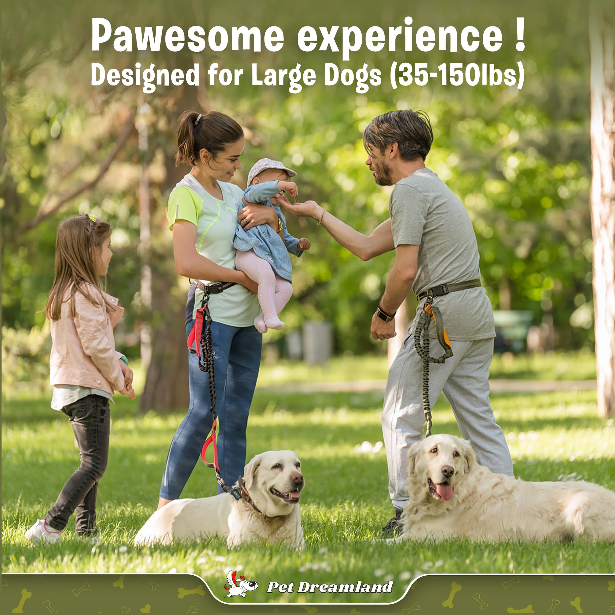 Exquisite Hands-Free Dog Leash For Large Dogs: Ultimate Comfort & Freedom For Running, Walking, Hiking. Premium Quality, Durable & Versatile Dog Waist Leash Belt. Your Dog Will Love This Waist Leash