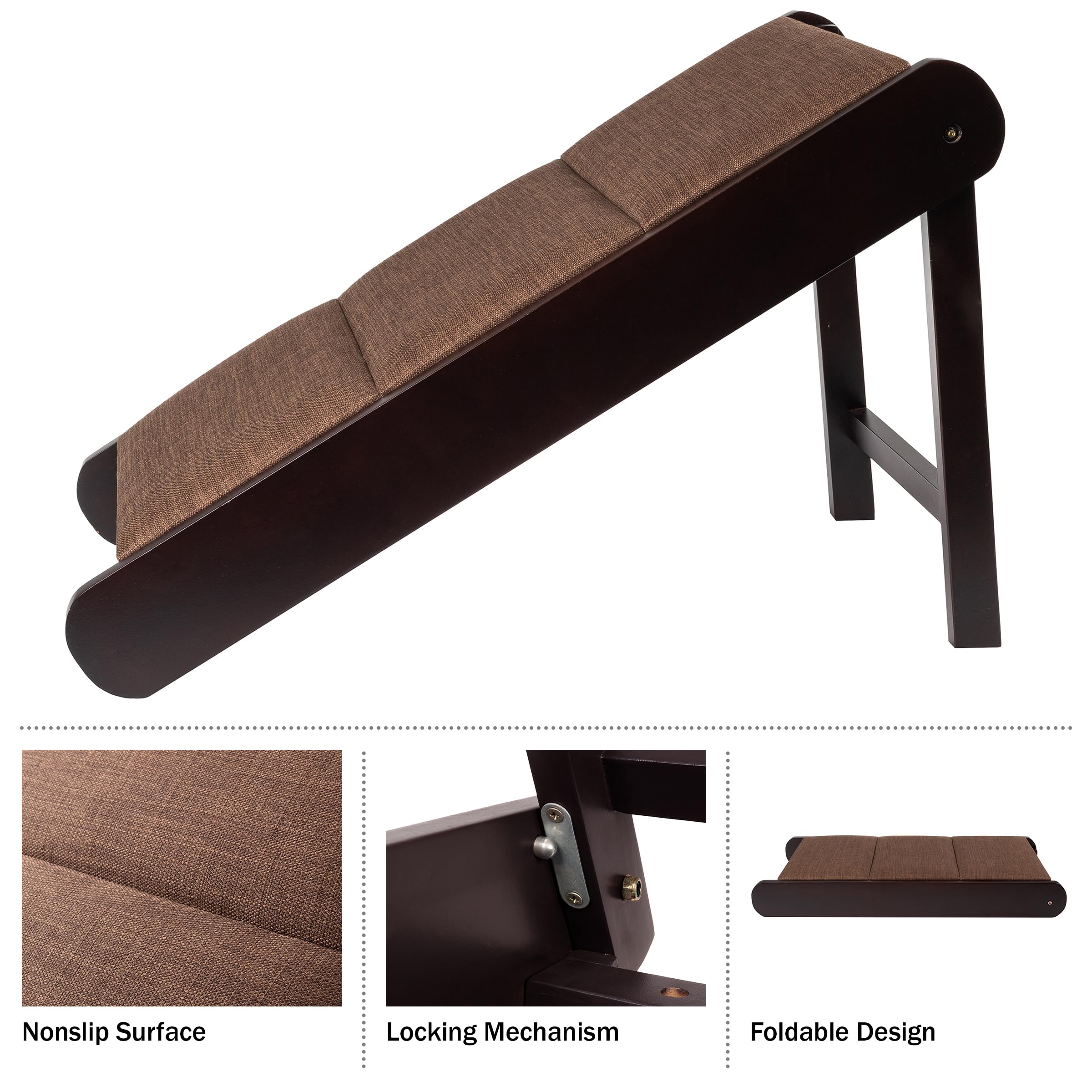 Pet Ramp - Foldable Wooden Dog Ramp For Getting Onto Beds, Couches, Or Into Vehicles - Dog Accessories For Small Dogs By Petmake