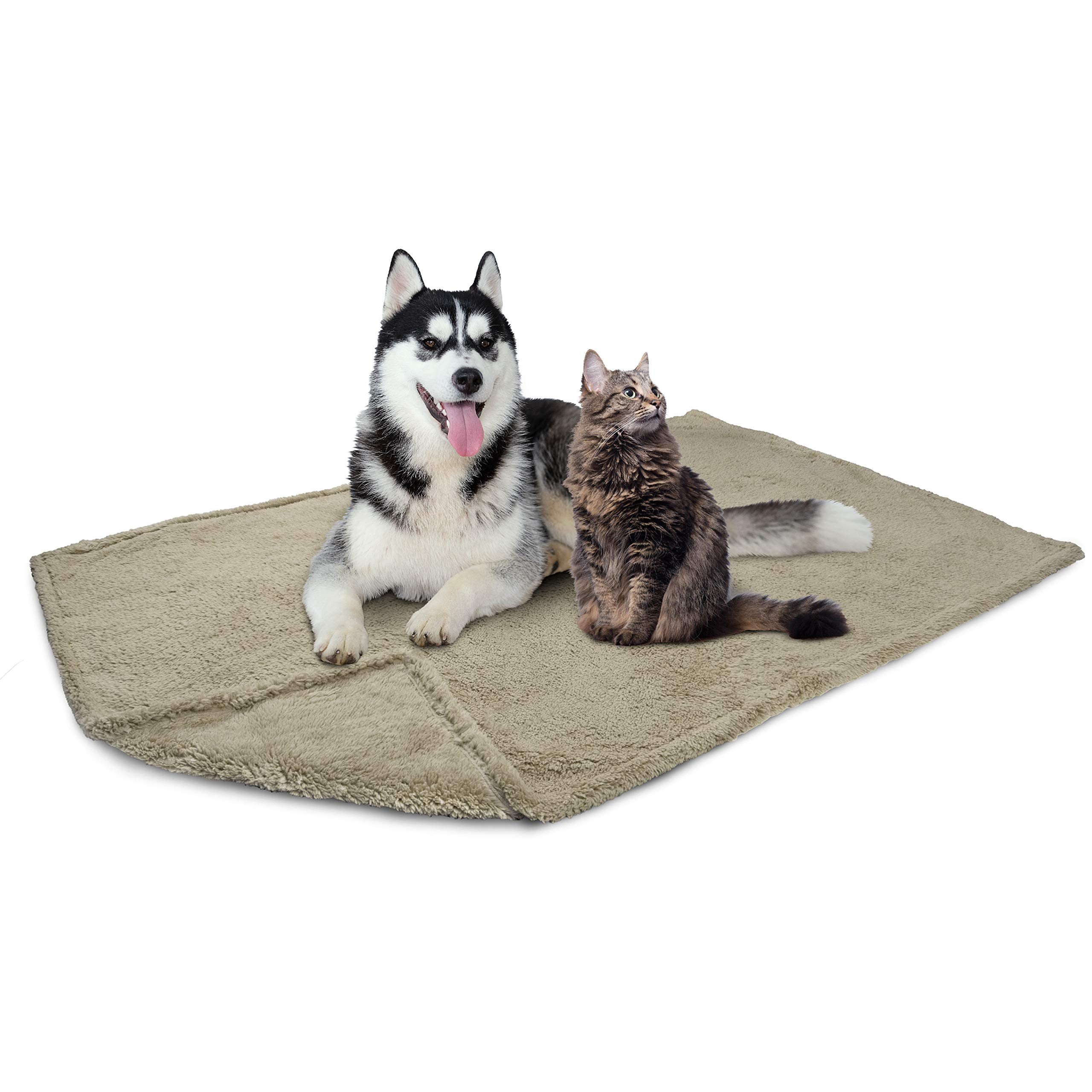 Petami Fluffy Waterproof Dog Blanket For Medium Large Dogs, Soft Warm Pet Sherpa Throw Pee Proof Couch Cover, Reversible Cat Bed