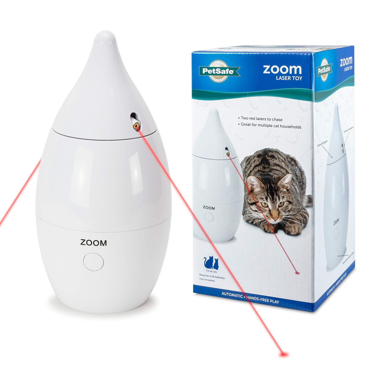 Petsafe Zoom Rotating Laser Cat Toy - Includes 2 Interactive Laser Lights