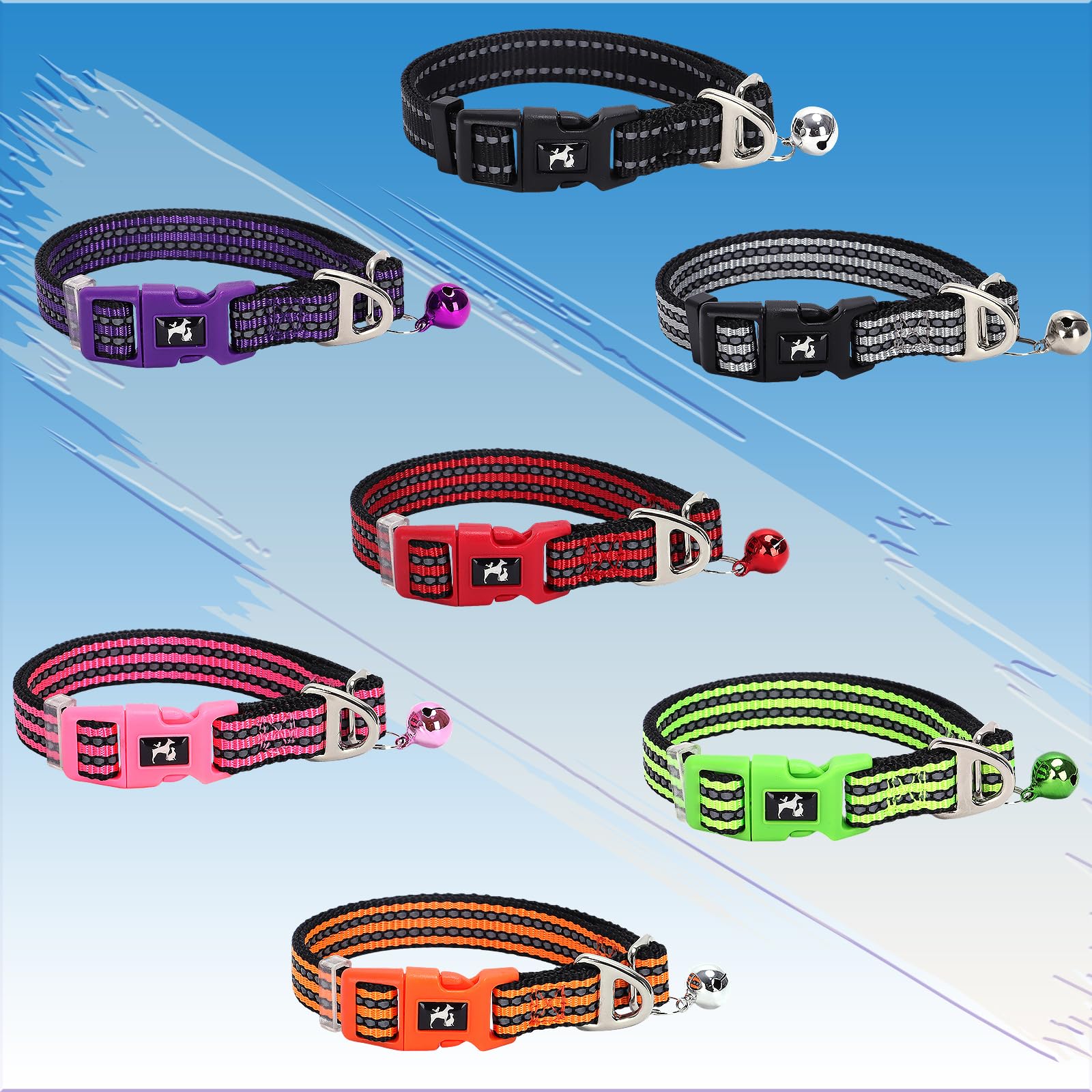 Small Dogs Collar With Bell - Reflective Nylon Adjustable Collar For Xs & S Dogs High Visibility For Night Walks, For Puppies (S