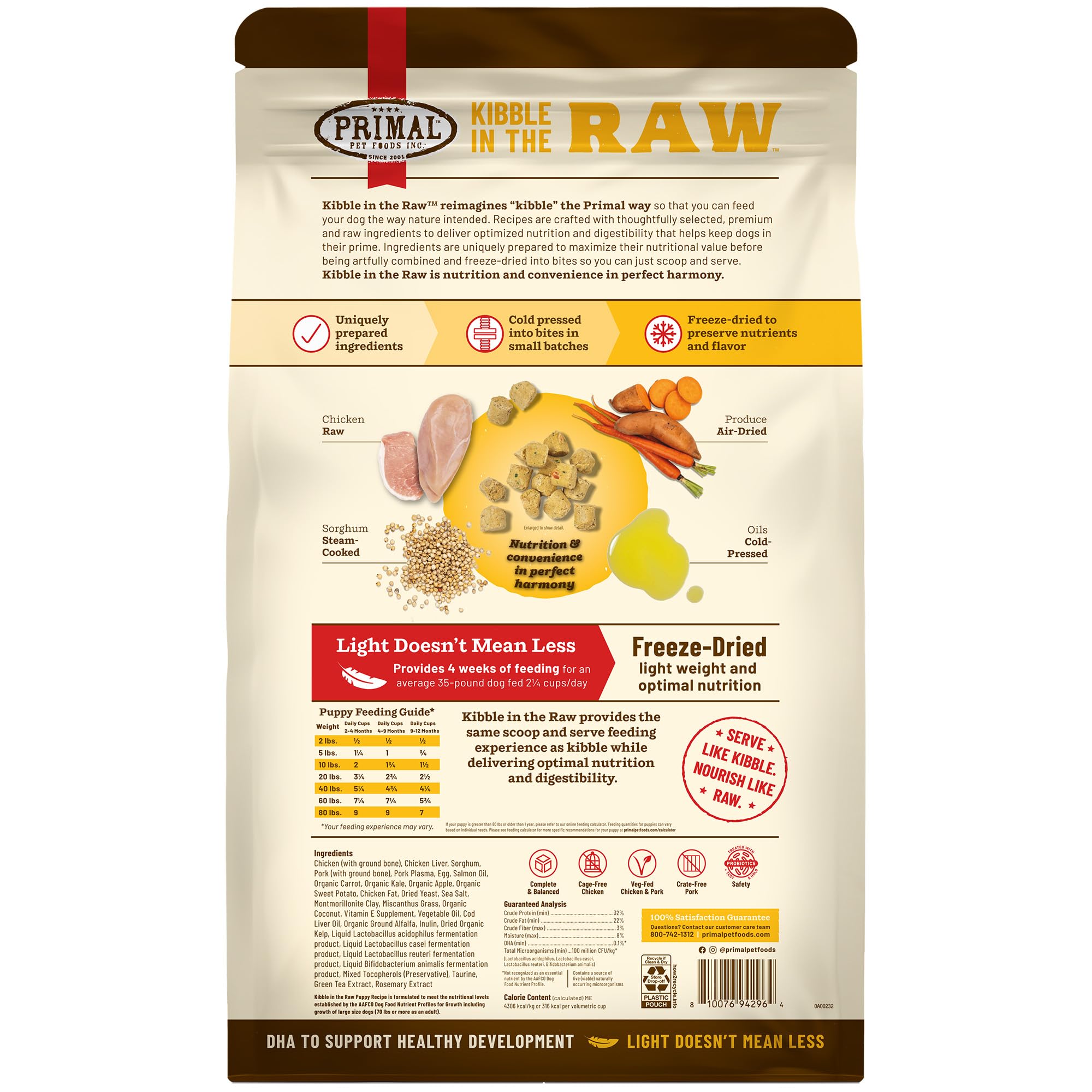 Primal Kibble in The Raw, Freeze Dried Dog Food, Puppy Recipe, Scoop & Serve, Made with Raw Protein, Whole Ingredient Nutrition,