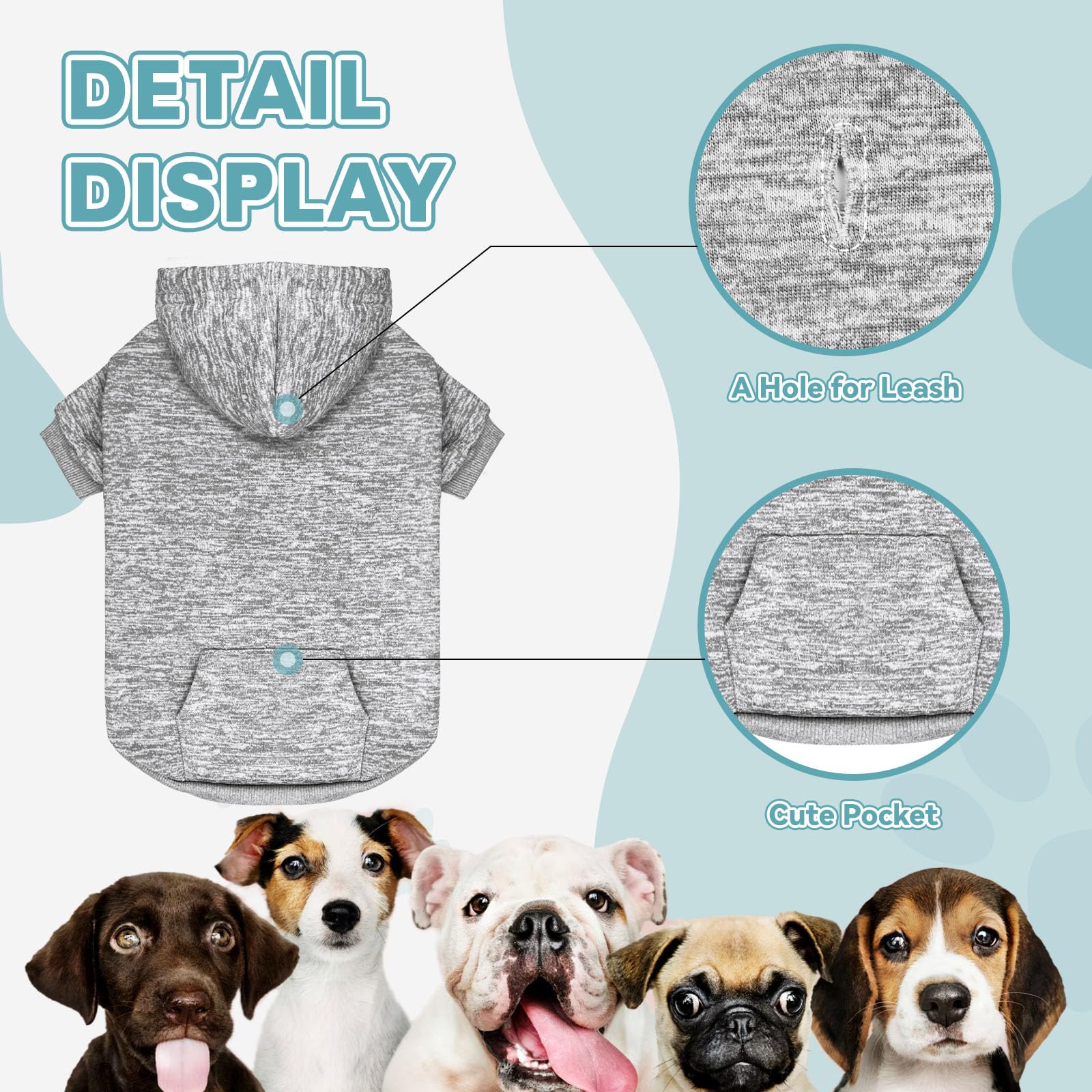 Dog Sweaters For Large Dogs Dog Hoodie Fleece Dog Sweater Soft Dog Clothes Sweatshirt With Pocket Dog Hoodie For Large Dogs(Grey
