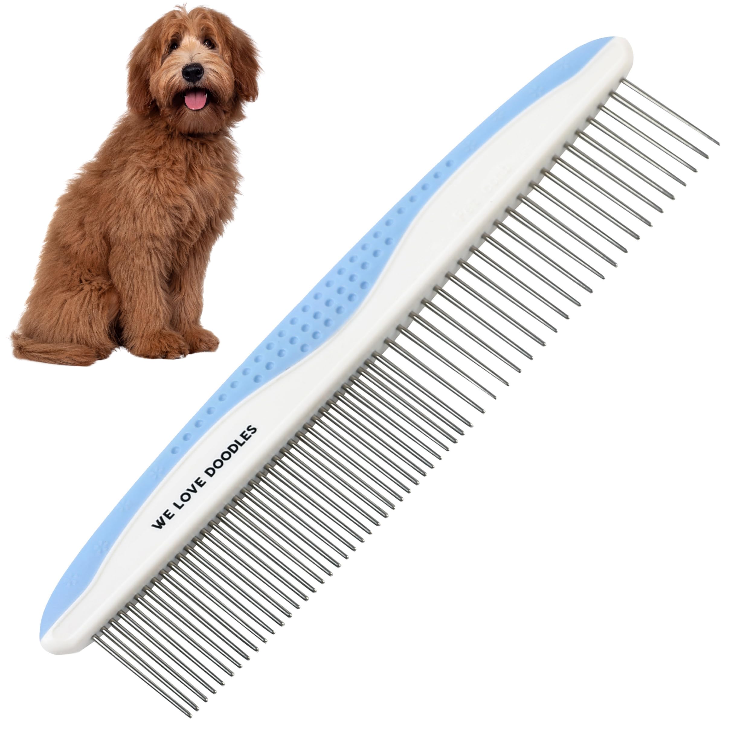 Metal Dog Grooming Comb | Removes Tangles & Matts | Dematting Pet Combs | Detangler For Matted Hair | Best Comb For Poodles, Gol