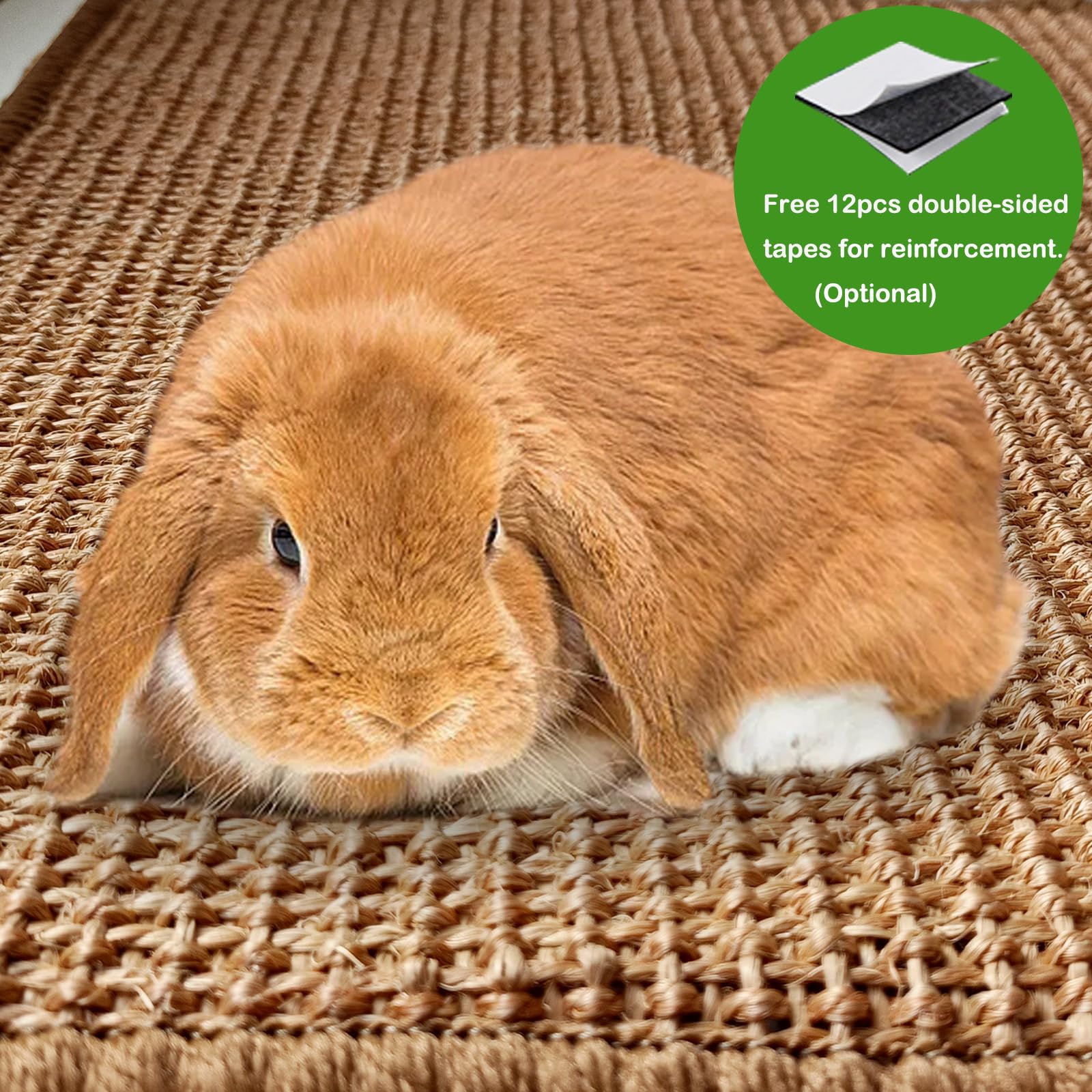 Mooydee Rabbit Scratching Pad, 16 x 12 Inch Natural Sisal Bunny Scratch Mat Scratcher Mats Claws and Teeth Care for Biting Sleep