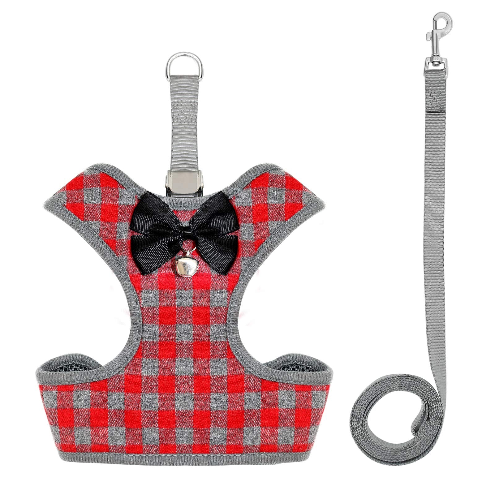 Rypet Small Dog Harness And Leash Set - No Pull Pet Harness With Soft Mesh Nylon Vest For Small Dogs And Cats Red S