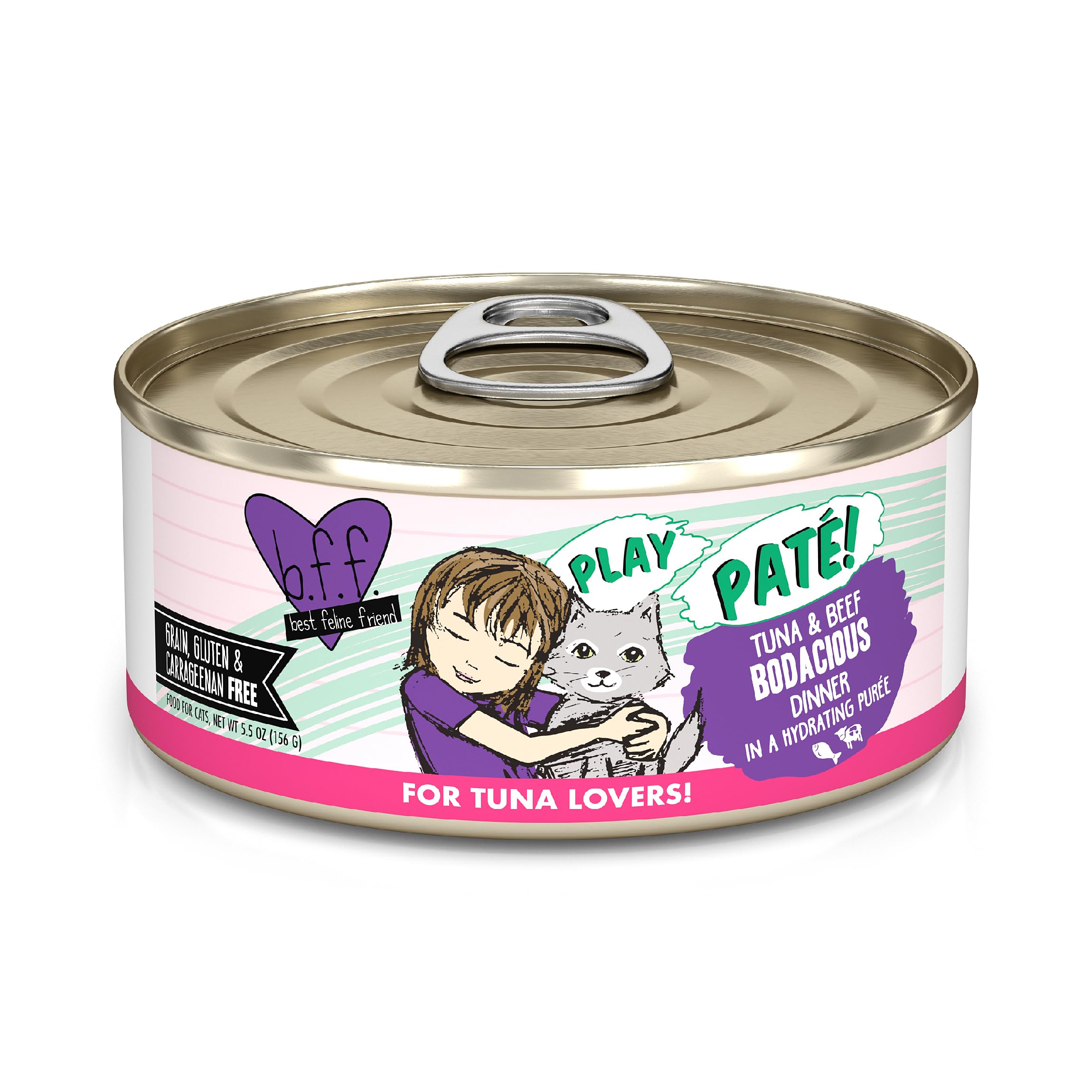 B.F.F. Play - Best Feline Friend Pat   Lovers, Aw Yeah!, Tuna & Beef Bodacious with Tuna & Beef, 5.5oz Can (Pack of 8)
