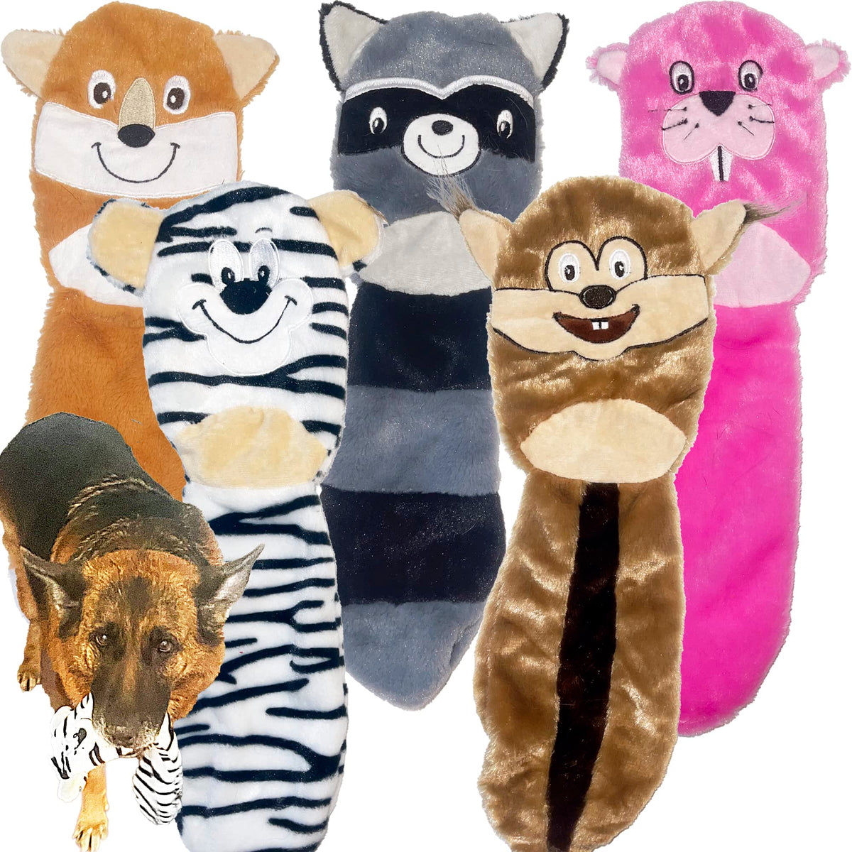 Jalousie 5 Pack Stuffingless Dog Squeaky Toys Dog Toy W/Durable Liner No Stuffing Dog Toy - Dog Toys Crinkle Paper Squeaker Toy 