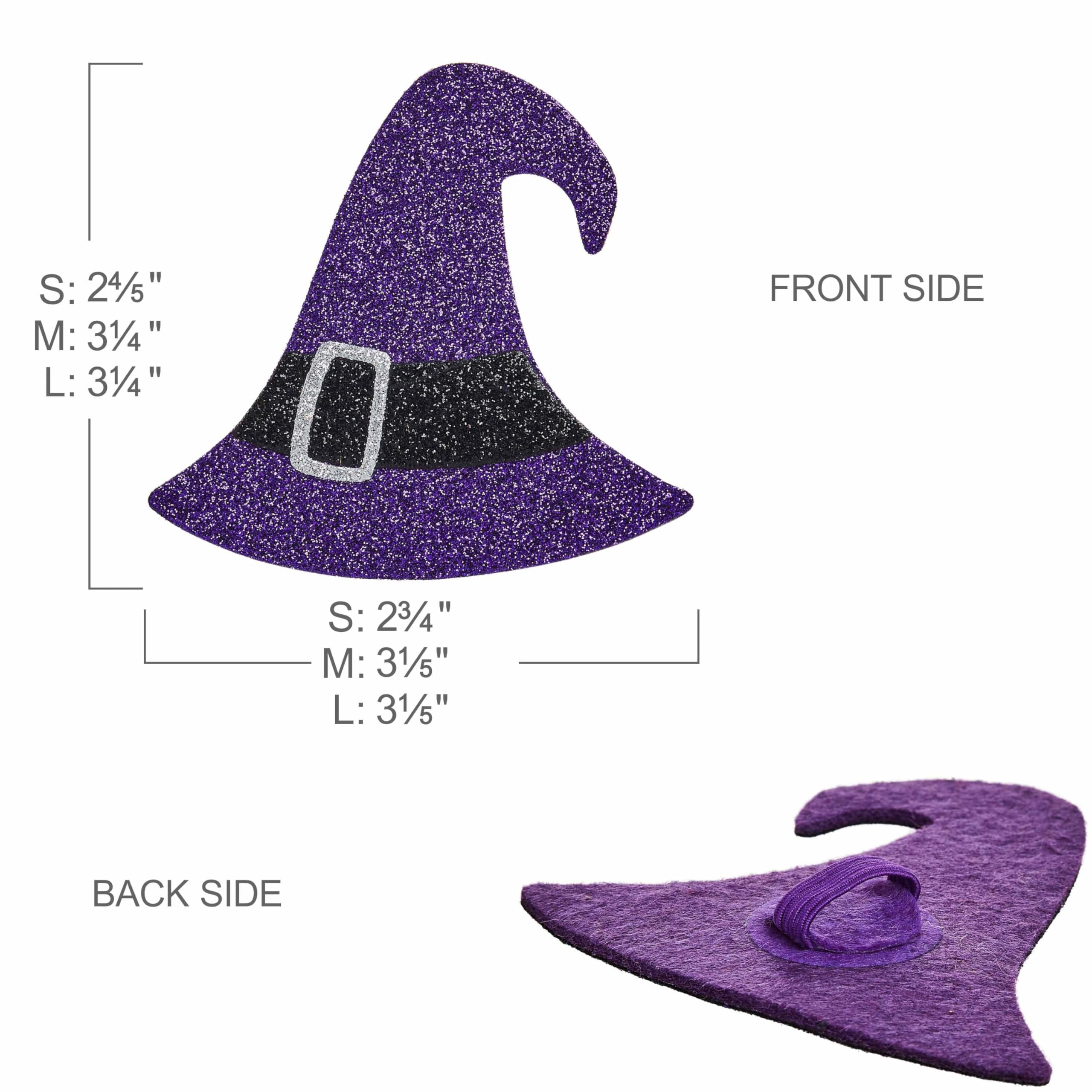 Blueberry Pet Halloween Witch Hat Adjustable Dog Collar with Detachable Glitter Accessory, Large, Neck 18''-26''