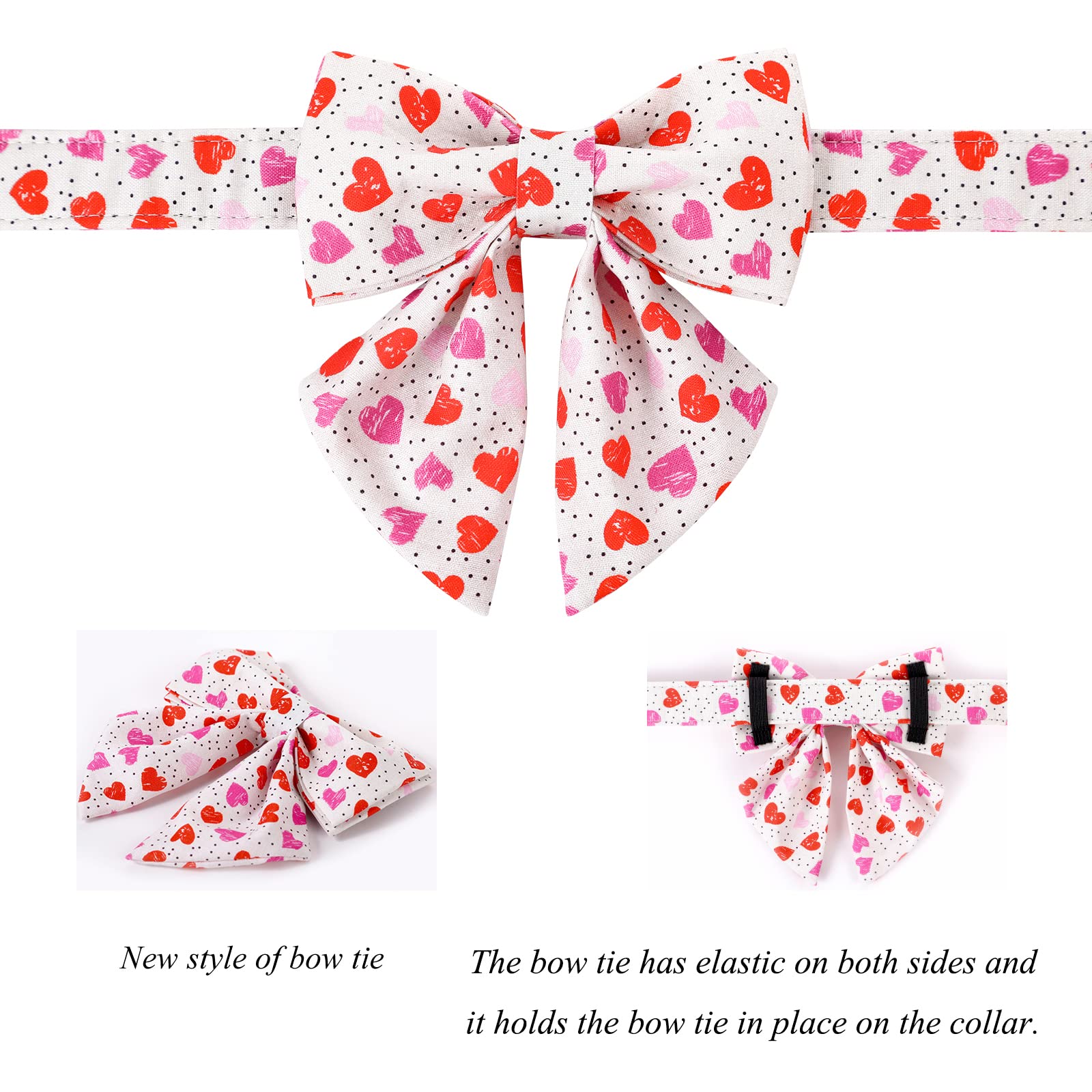 Lionet Paws Valentine'S Day Dog Collar With Bowtie, Dog Sailor Bow Collar With Metal Buckle For Dogs And Cats, Adjustable Comfor