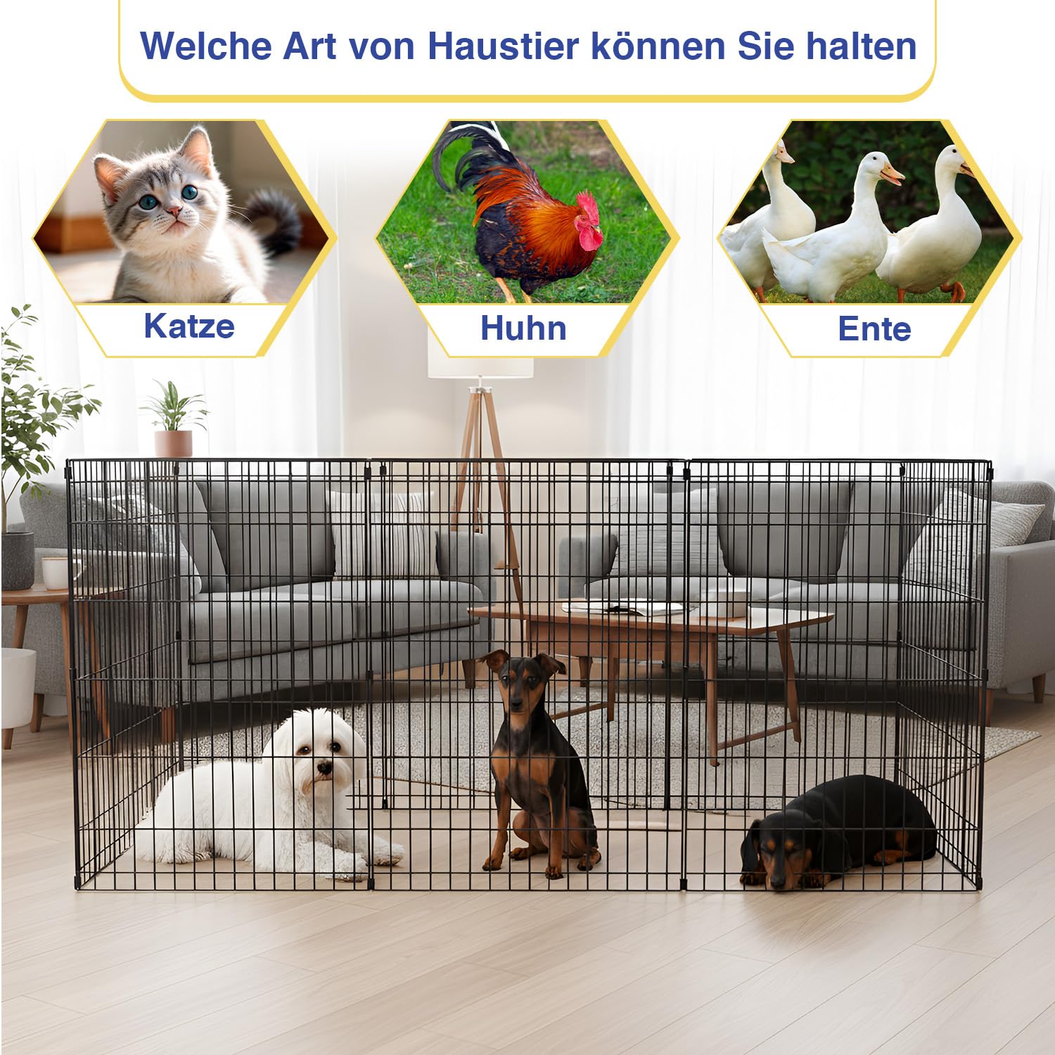 FDW 36 Inch Dog Pen 8 Panel Dog Playpen Indoor Outdoor Metal Puppy Pet Fence Portable Folding Animal Exercise Fence,Black