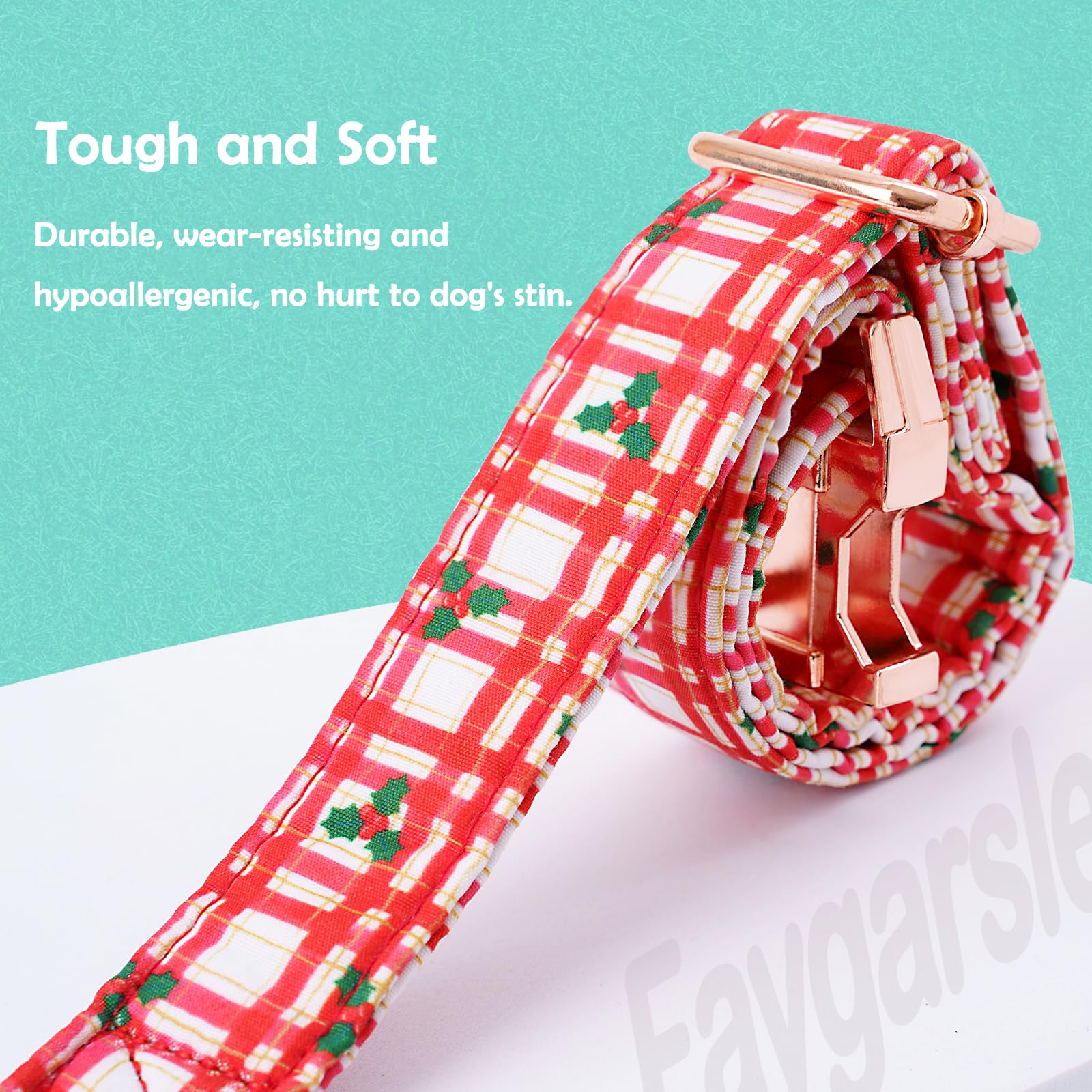 Faygarsle Christmas Red Plaid Pattern Dog Collar For Small Medium Large Dogs Cute Puppy Collars For Female Dogs For Summer Sprin