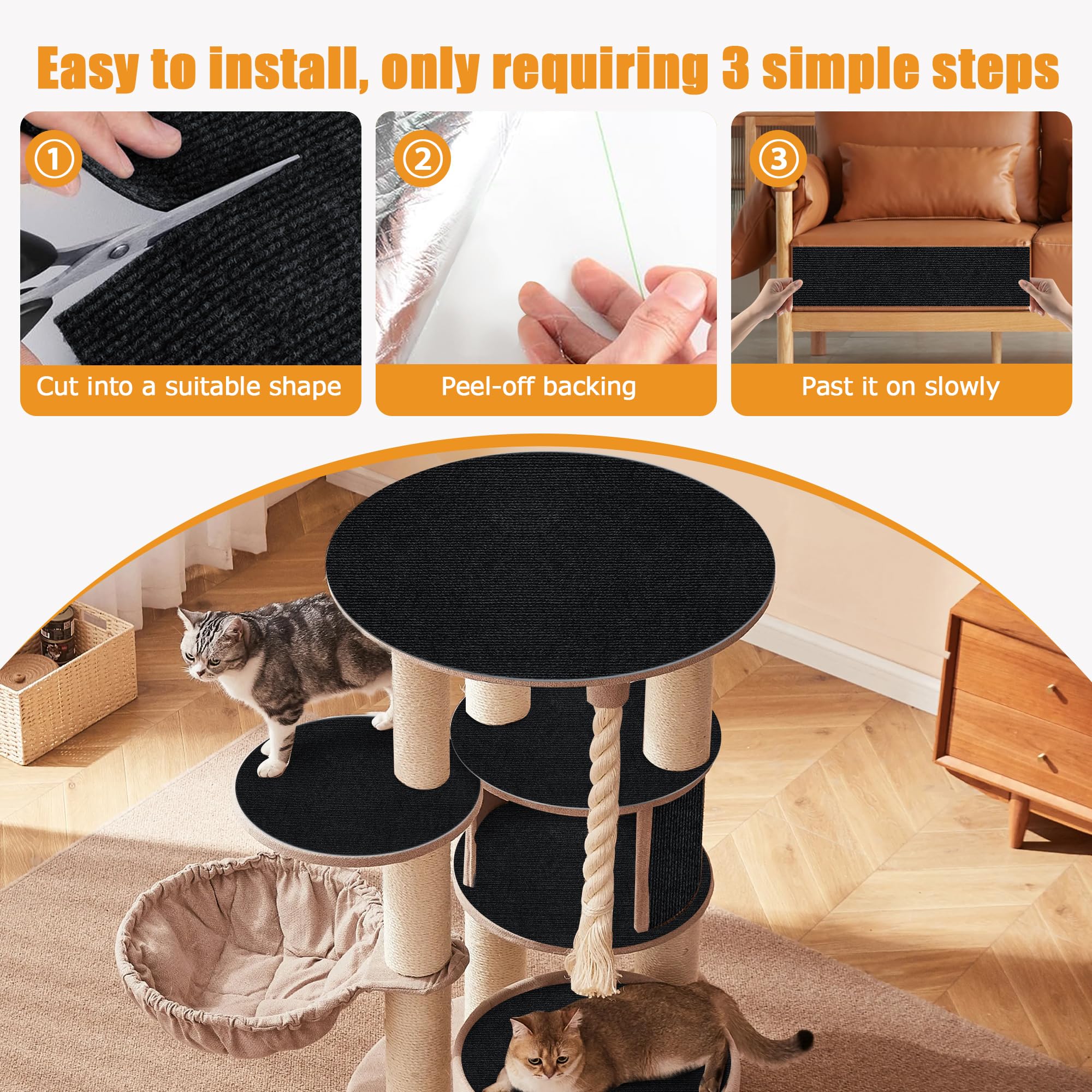 Cat Scratch Pads, Cat Scratcher Mat For Couch, Sofa, Wall & Cat Trees - Durable Scratch Pad With Nano Tape, Scratching Pads For