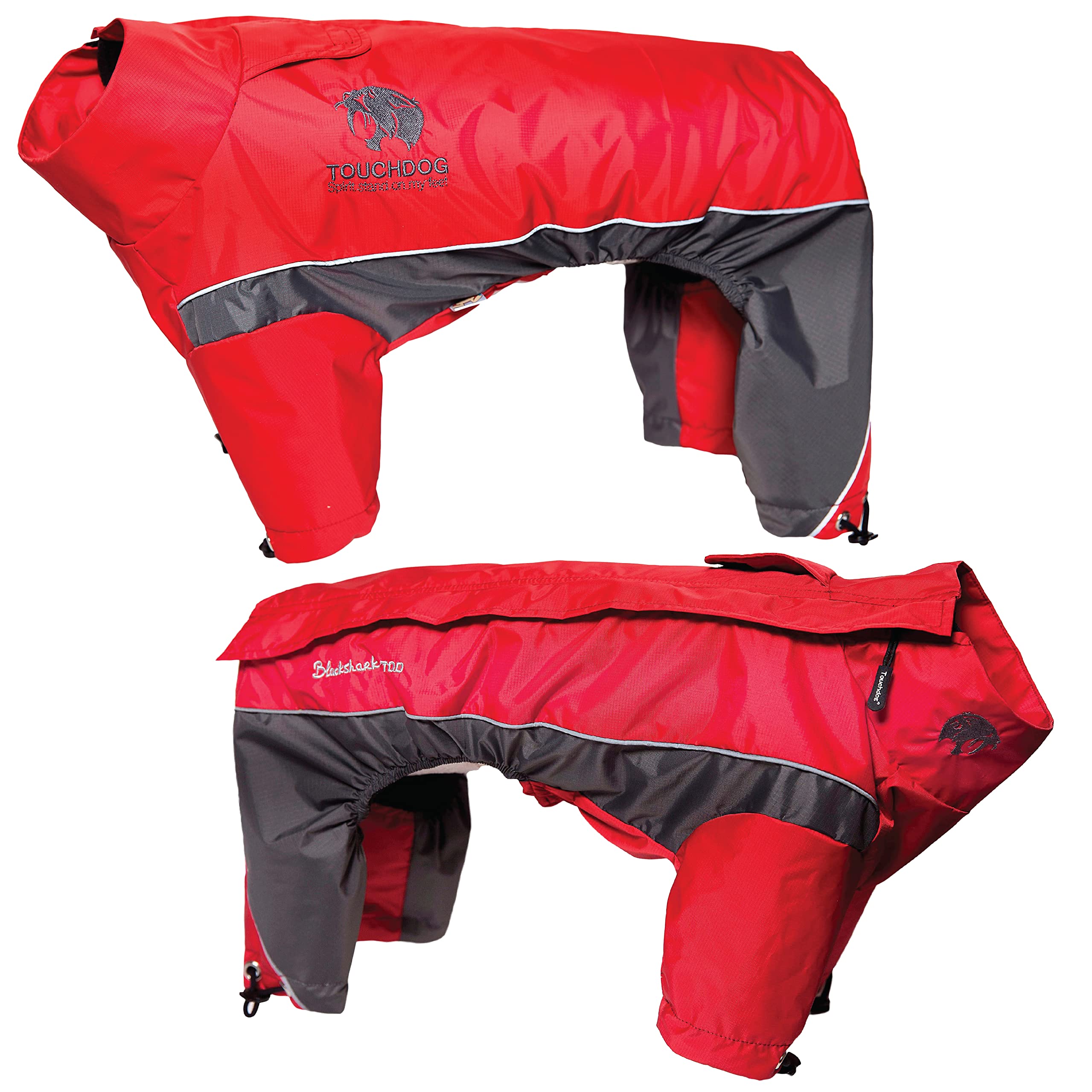 TOUCHDOG Quantum-Ice Full Body Bodied Adjustable and 3M Reflective Pet Dog Coat Jacket w/ Blackshark Technology, Medium, Red,
