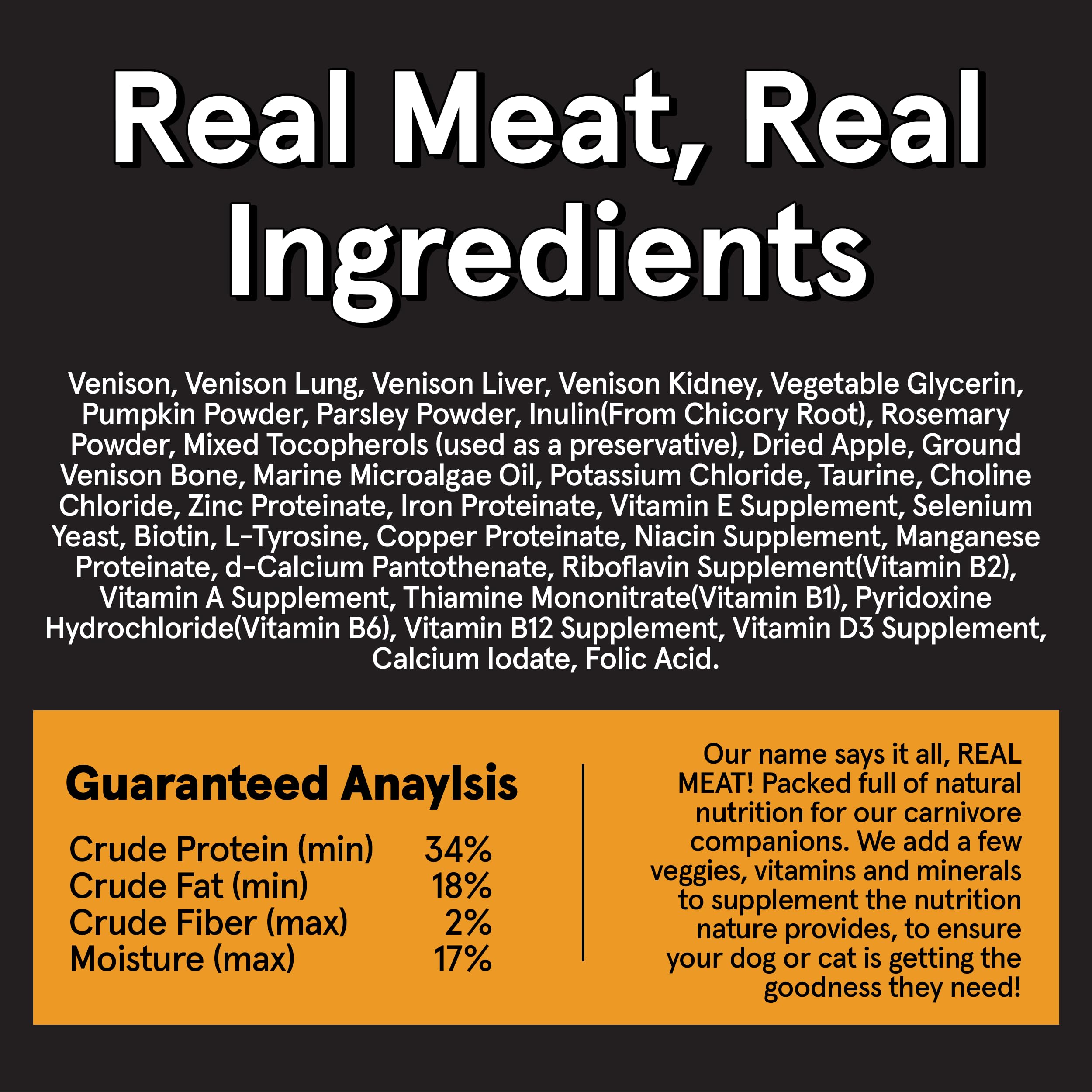 Real Meat Air Dried Dog Food w/ Real Venison - Four 5lb Bag of USA-Crafted Grain-Free Real Meat Dog Food Sourced from Hormone-Fr