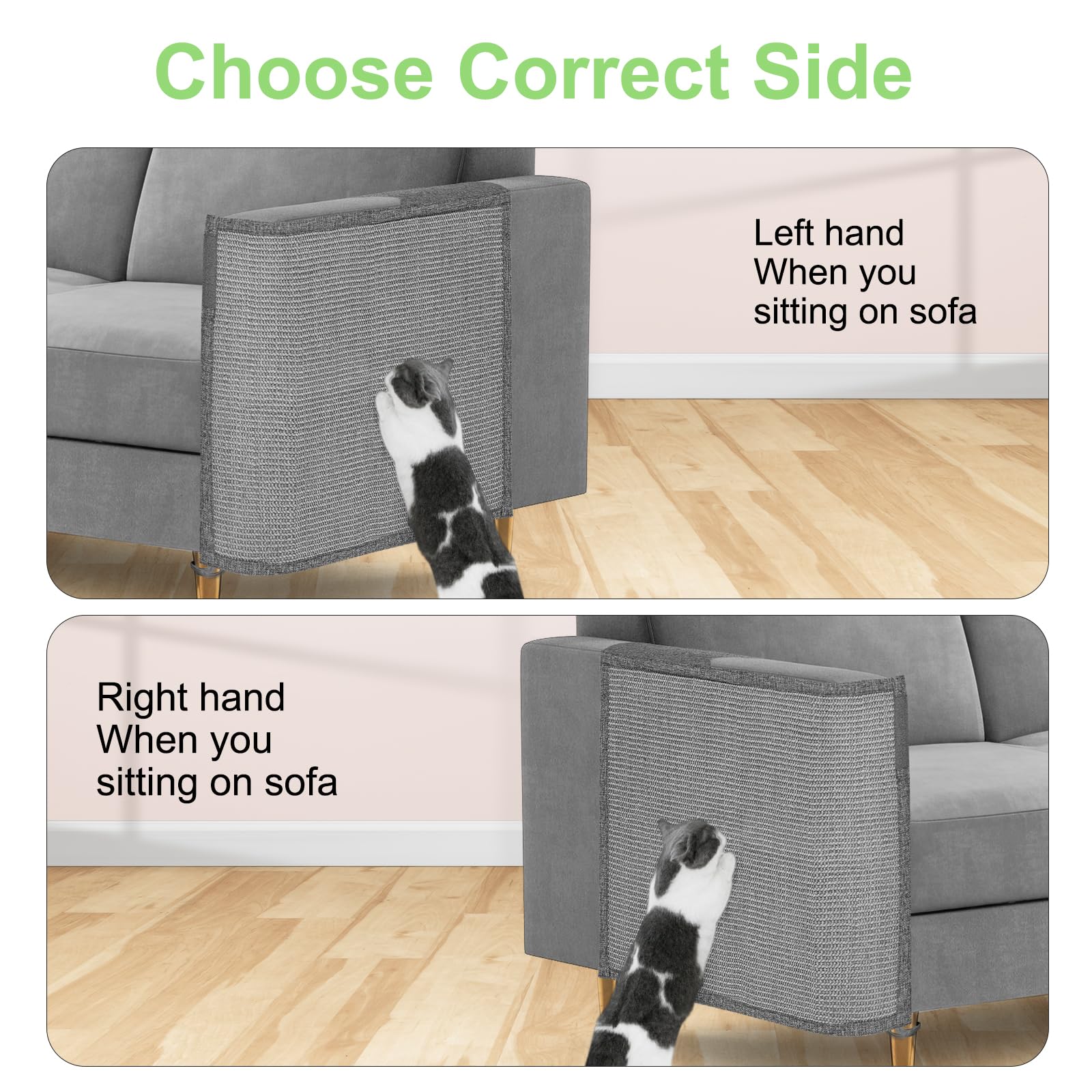 Cat Scratch Couch Protector,23.6L*19.6W Inch Scratching Furniture Protector Pad,Cat Scratch Sofa Arm Sheild With Grey Natural Si
