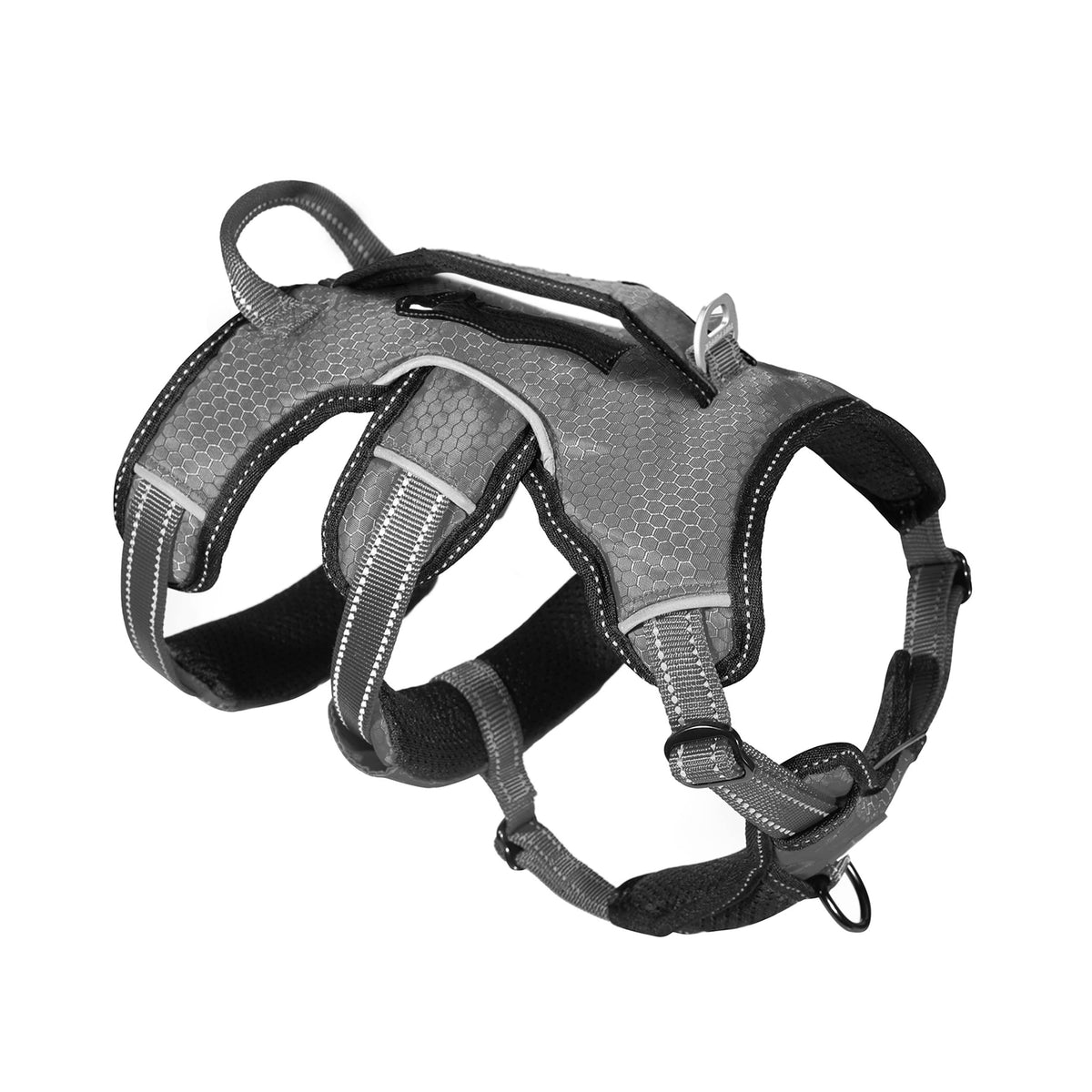Tuff Pupper Updated For 2024 - Tracker No Escape Dog Harness | Dual Escape Proof Leash Attachments | 5 Point Adjustable Fit Harn