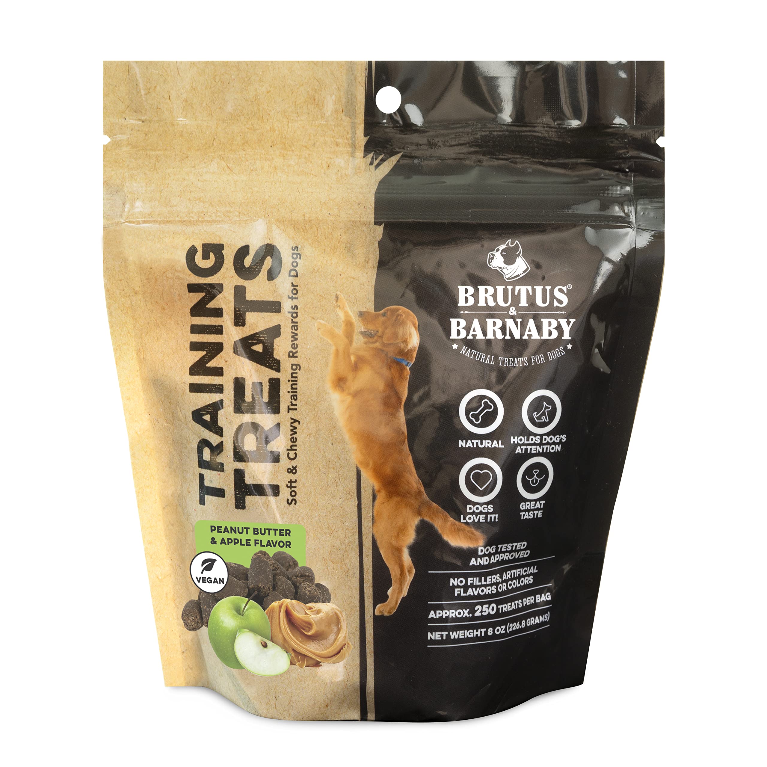 BRUTUS & BARNABY Training Treats for Dogs - Peanut Butter & Apple - All-Natural Healthy Low Calorie Vegan Treat - Great to Use f
