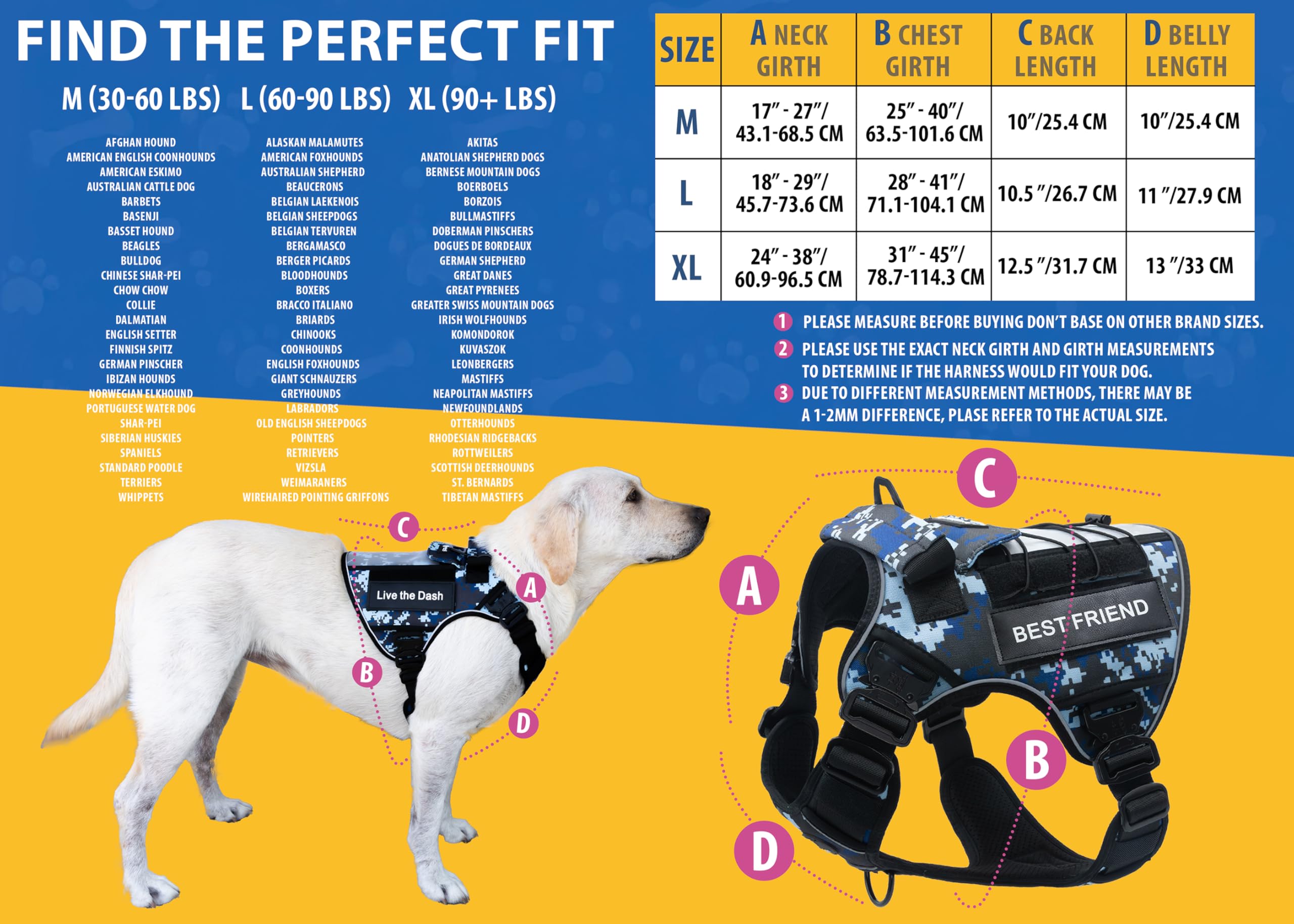 CAPTAIN DOG Harness Large Sized Dog with 4 Metal Buckles & Double Stitching - Reflective Strong Large Camo, Heavy Duty Dog Vest,