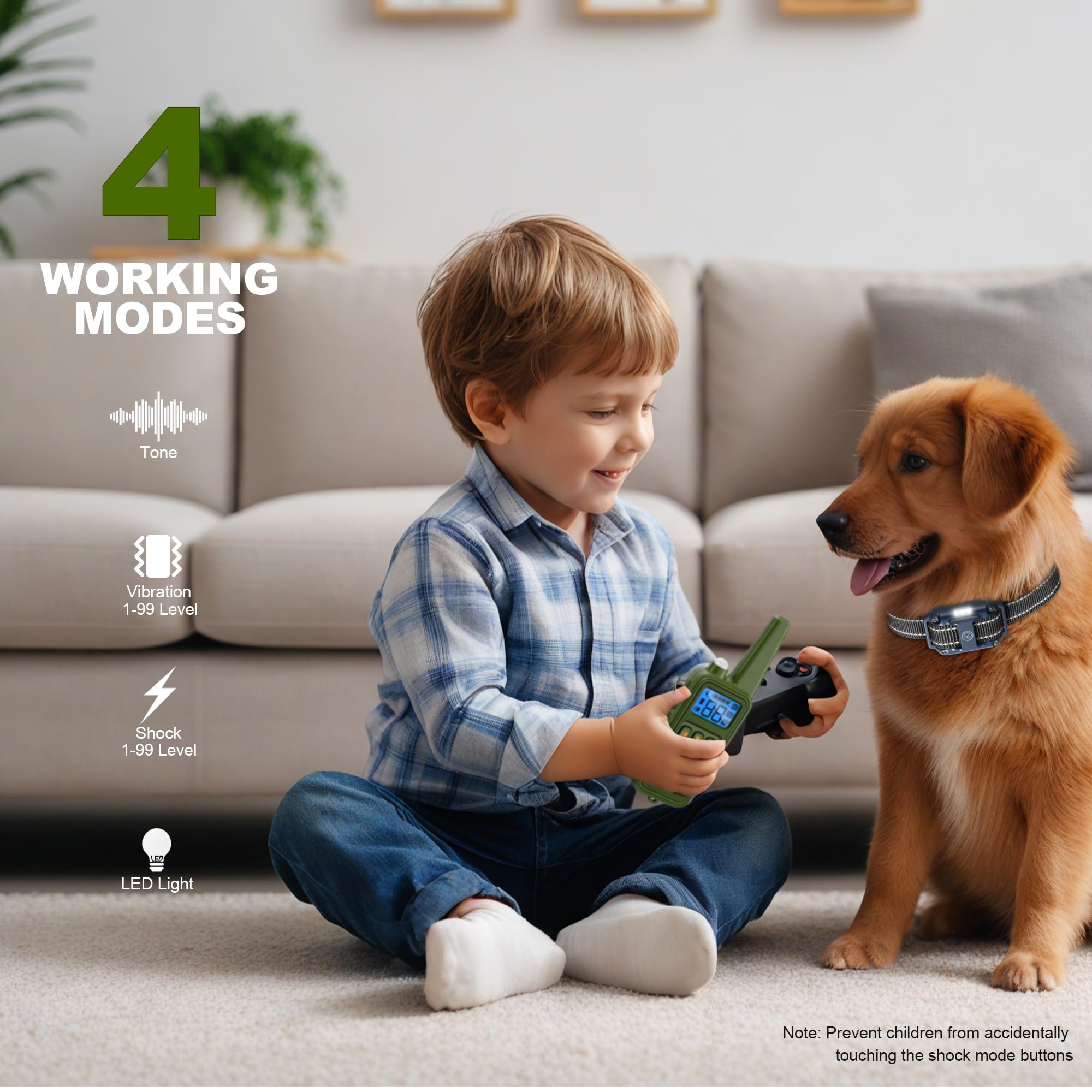 Heaflex Dog Shock Collar, Electronic Dog Shock Collar With Shock, Beep, Vibration, Dog Training Collar With Remote, Light, Water