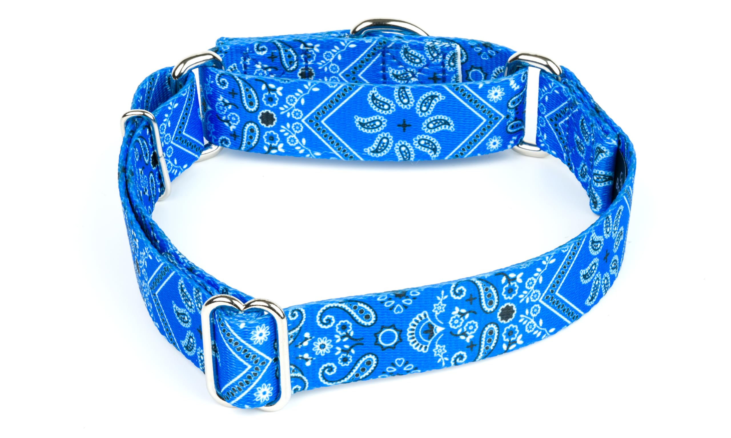 Country Brook Petz - Blue Bandana Martingale Dog Collar - Country And Western Collection Featuring Rugged Designs (1 Inch, Mediu