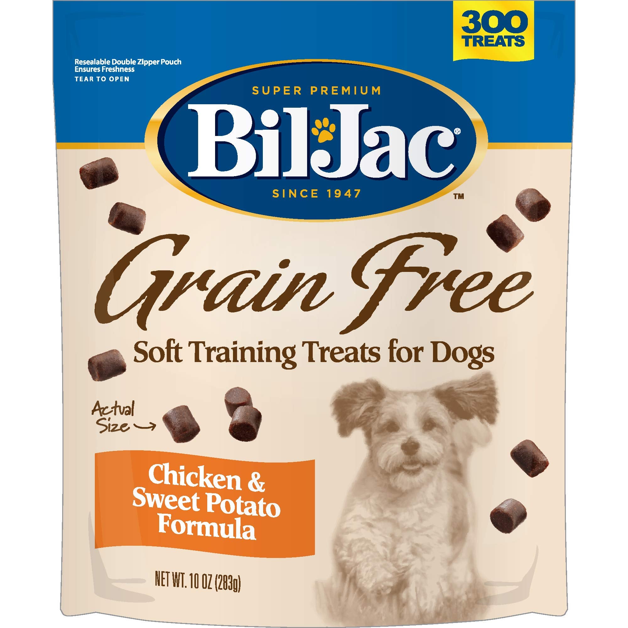 Bil-Jac Grain Free Soft Treats for Dogs - Puppy Training Treat Rewards,10oz Resealable Double Zipper Pouch, Chicken & Sweet Pota
