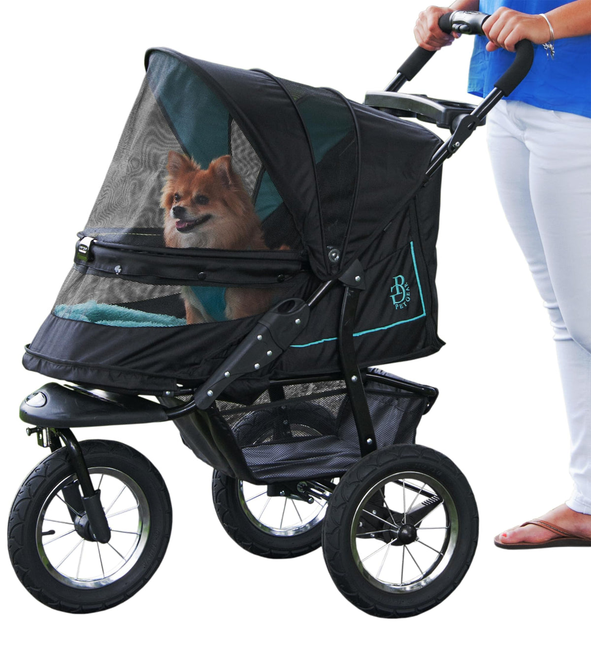 Pet Gear No-Zip Push Button Pet Stroller For Cats/Dogs, Zipperless Entry, Easy One-Hand Fold, Gel-Filled Tires, Plush Pad + Weat