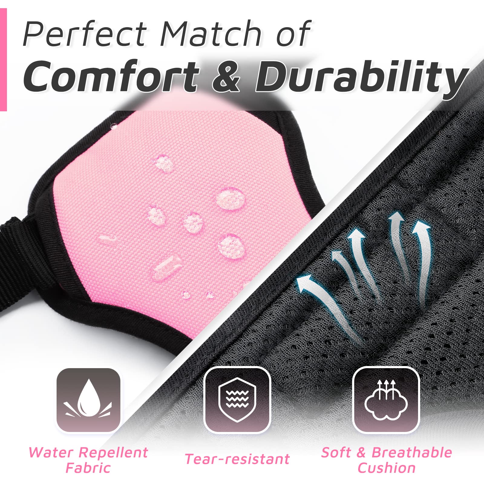 Eagloo Dog Harness For Large Dogs, No Pull Service Vest With Reflective Strips And Control Handle, Adjustable And Comfortable For Easy Walking, No Choke Pet Harness With 2 Metal Rings, Pink, L