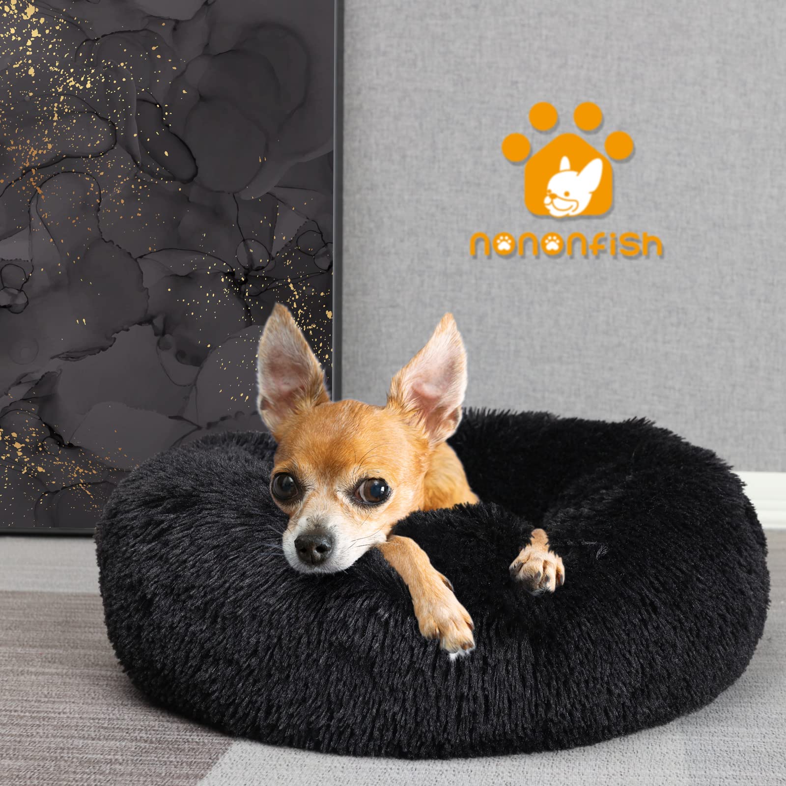 Nononfish Puppy Beds For Small Dogs Washable19Black Calming And Anxietypet Bedsfluffy And Plush Durable Small Dog Bed