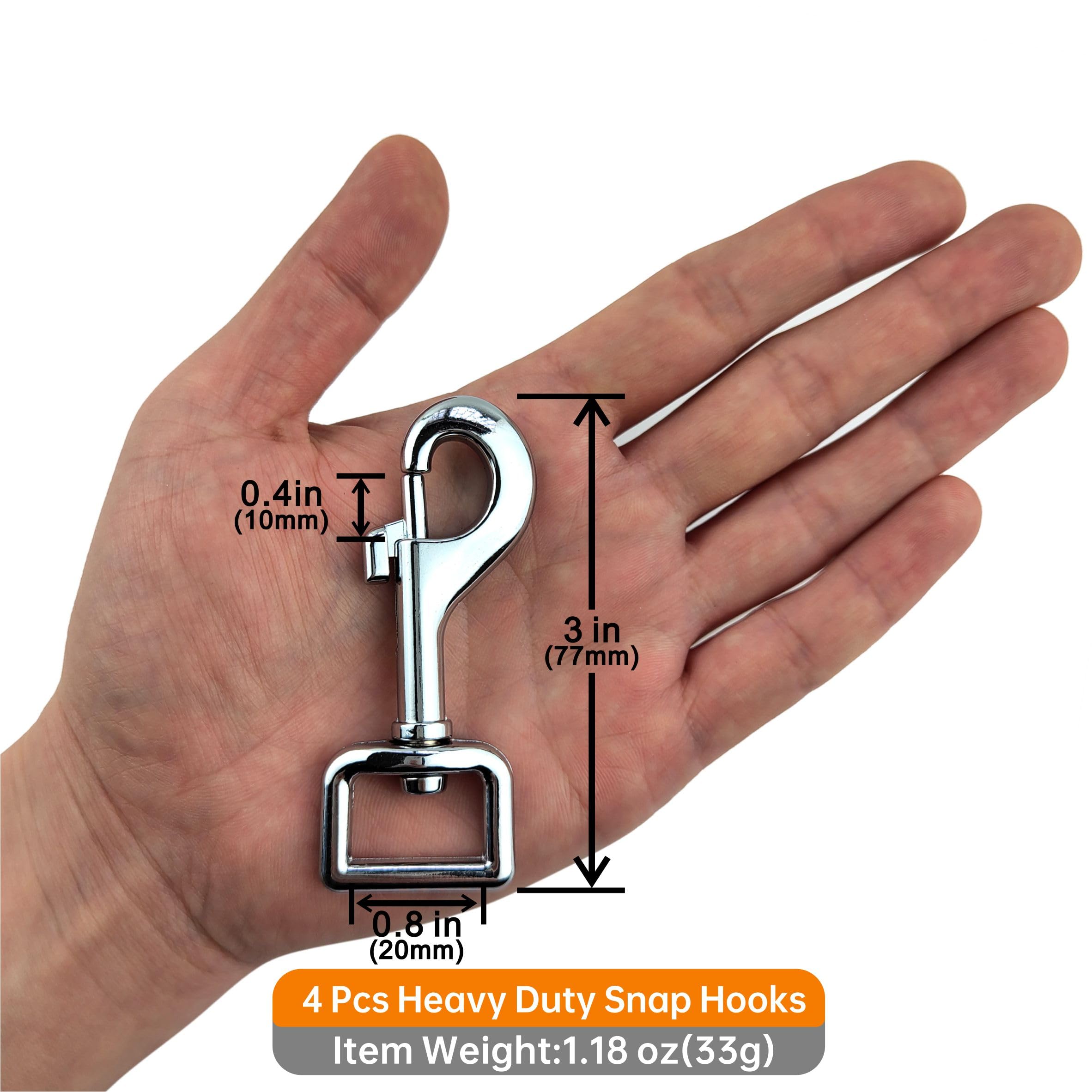 Garwor Heavy Duty Chrome Swivel Snap Hooks With Spring 3/4' 4 Pcs,Trigger Clip Snaps Dog Leashes Key Chain For Linking Pet Leash & Collar, Purse Straps,Diy Crafts