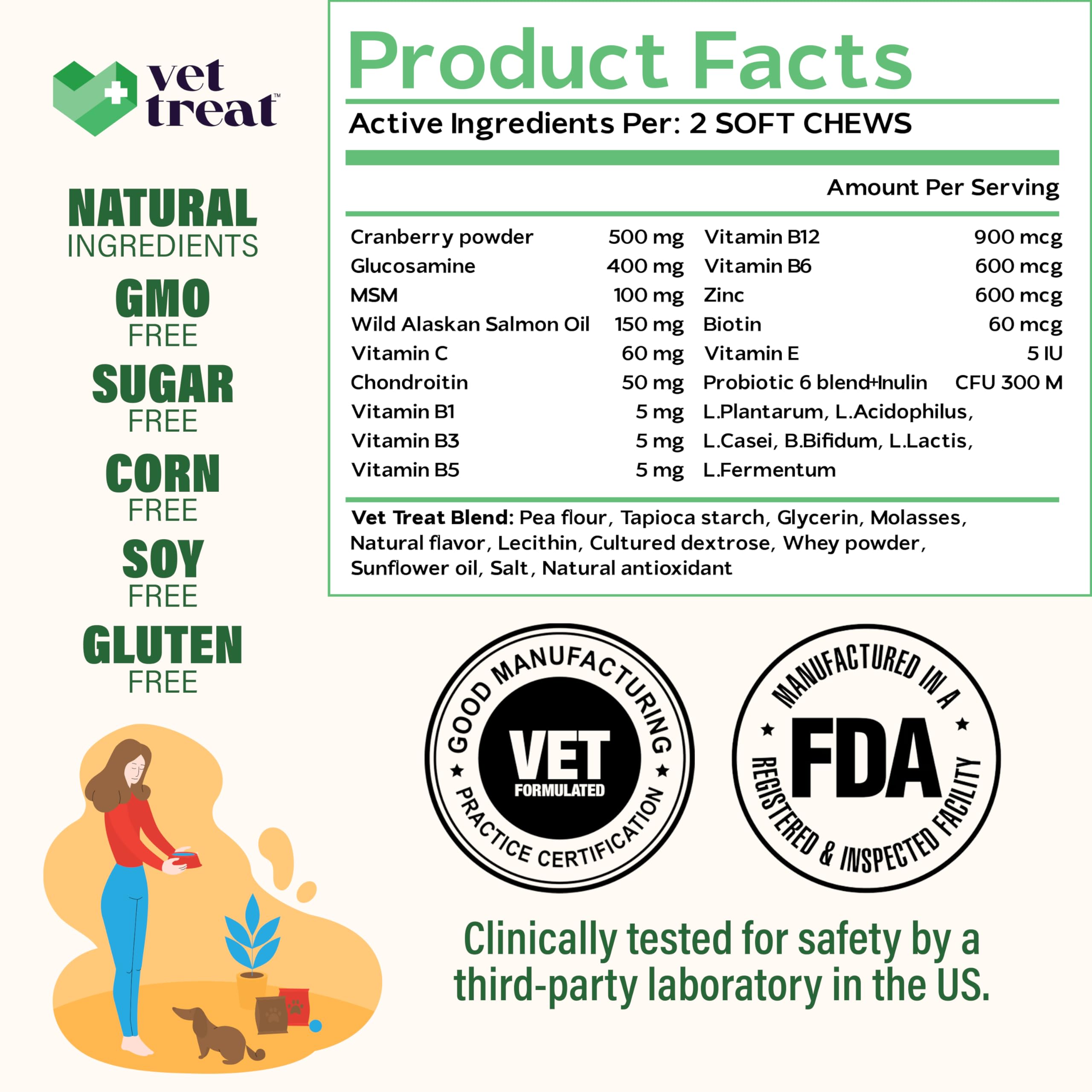 Dog Multivitamin Chewable with Glucosamine & Salmon Oil - Made in USA - Puppy & Senior Supplement - 120 Chews - Daily Wellness S