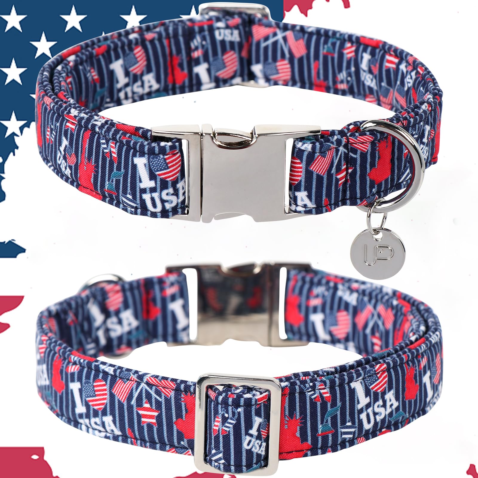 Patriotic Dog Collar, 4Th Of July Dog Collar, American Flag Collar For Puppy Boy Girl Dog Or Cat, Comfortable Summer Collar With