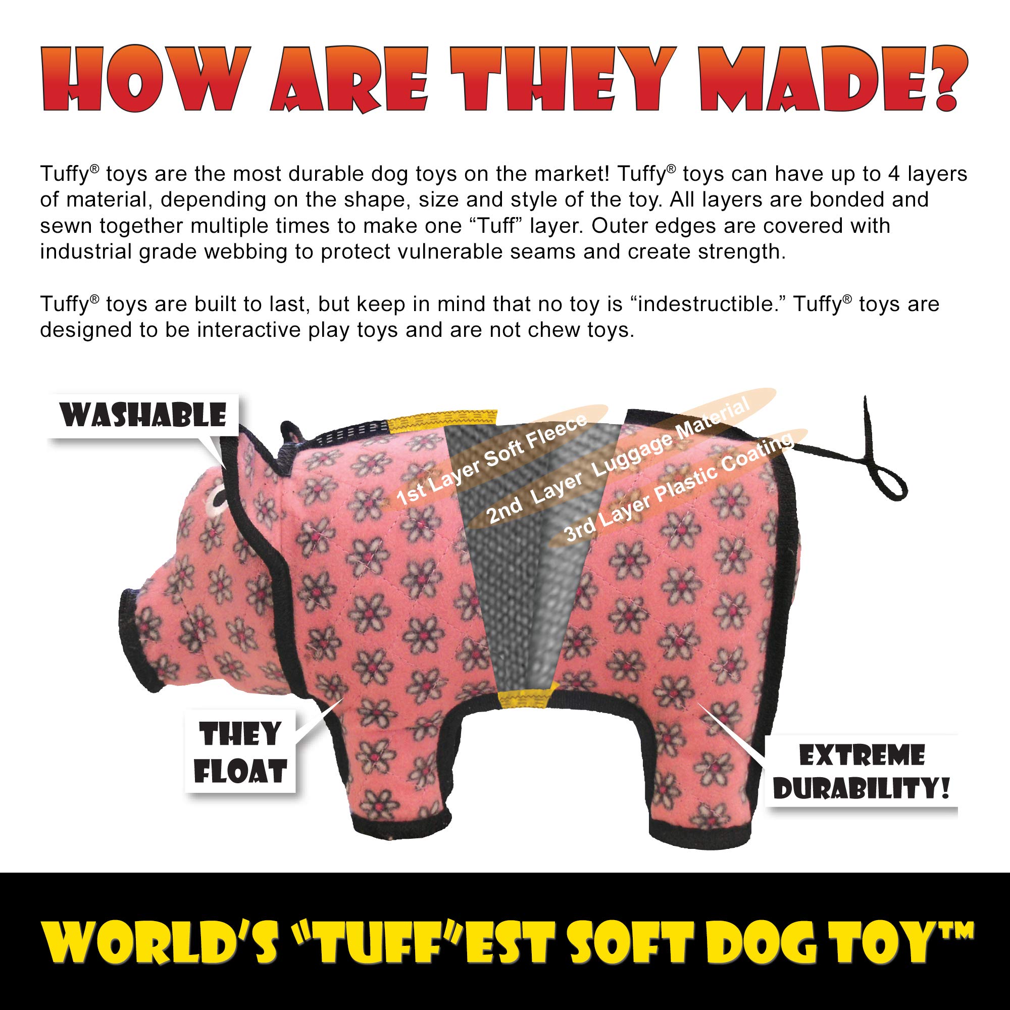 Tuffy -World'S Tuffest Soft Dog Toy -Ultimate Ring- Pink -Squeakers-Multiple Layers.Made Durable, Strong & Tough.Interactive Play(Tug, Toss & Fetch).Machine Washable & Floats
