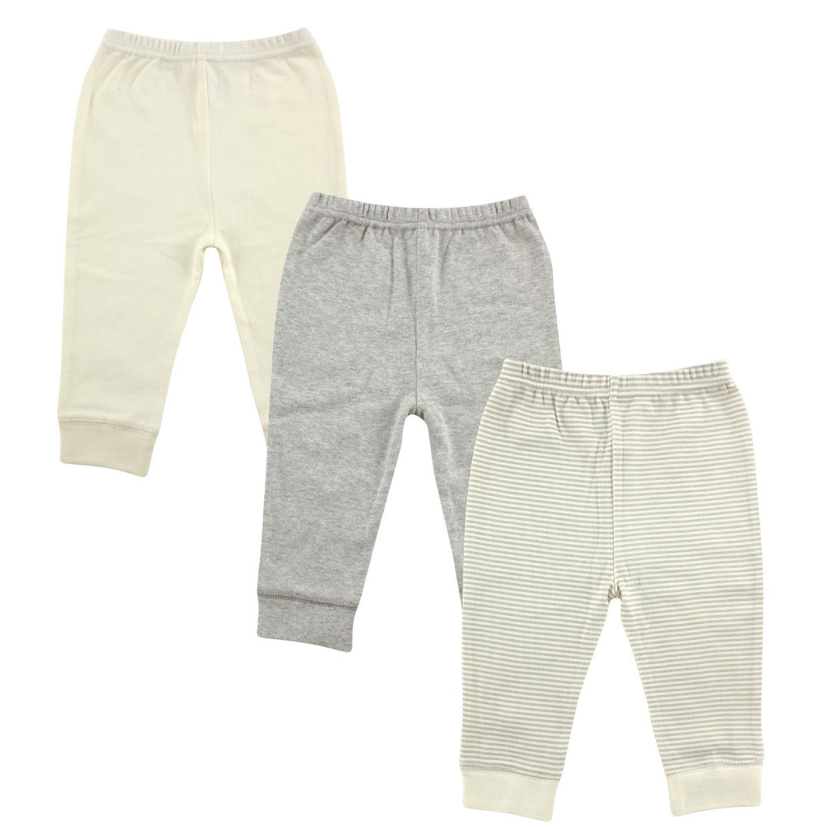 Luvable Friends Unisex Baby Cotton Pants, Neutral Gray Stripe, 6-9 Months