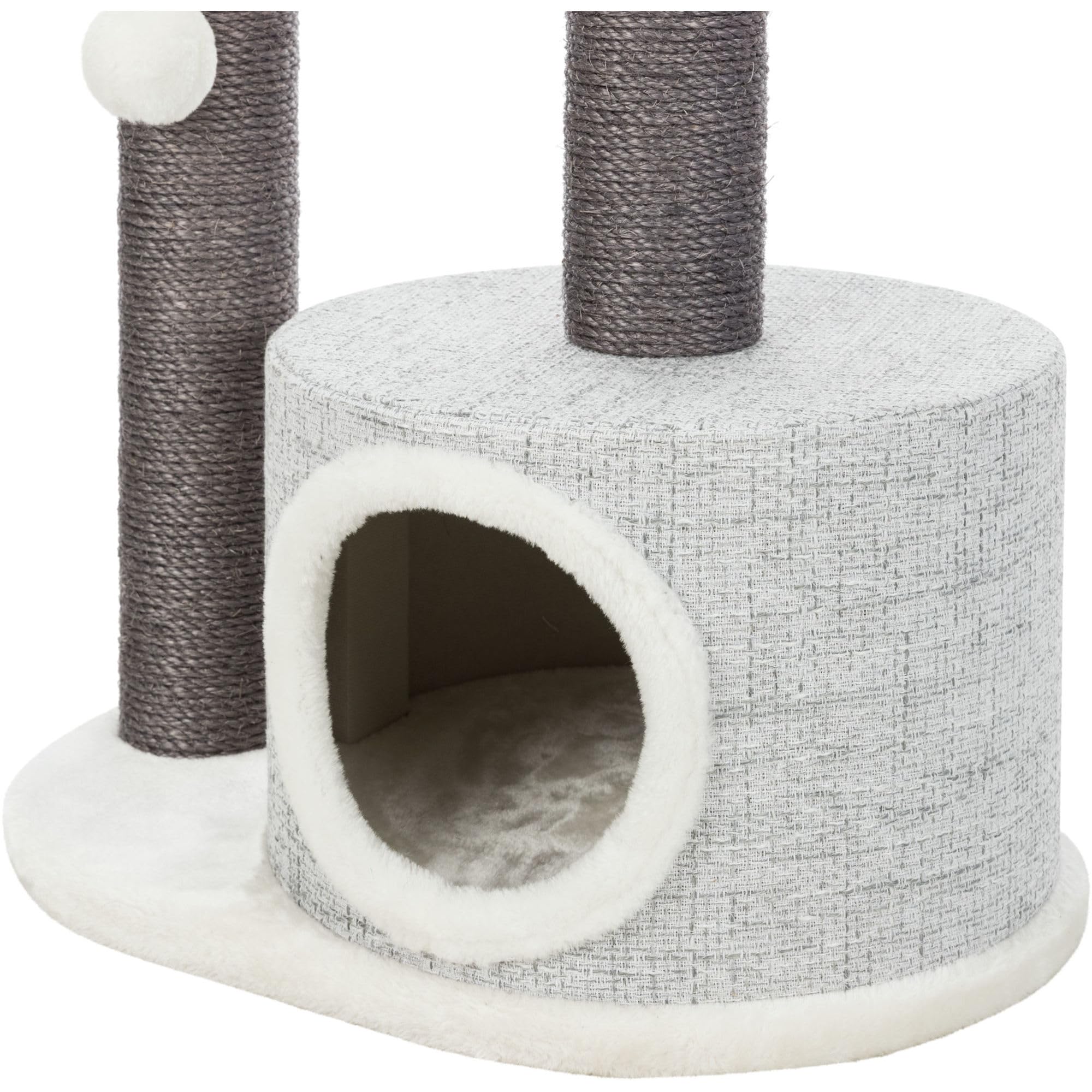 Trixie Pilar Cat Scratching Post 39.4 Inch - With Durable Sisal Rope (Gray) And Condo, Two Platforms, Top Platform With Backrest