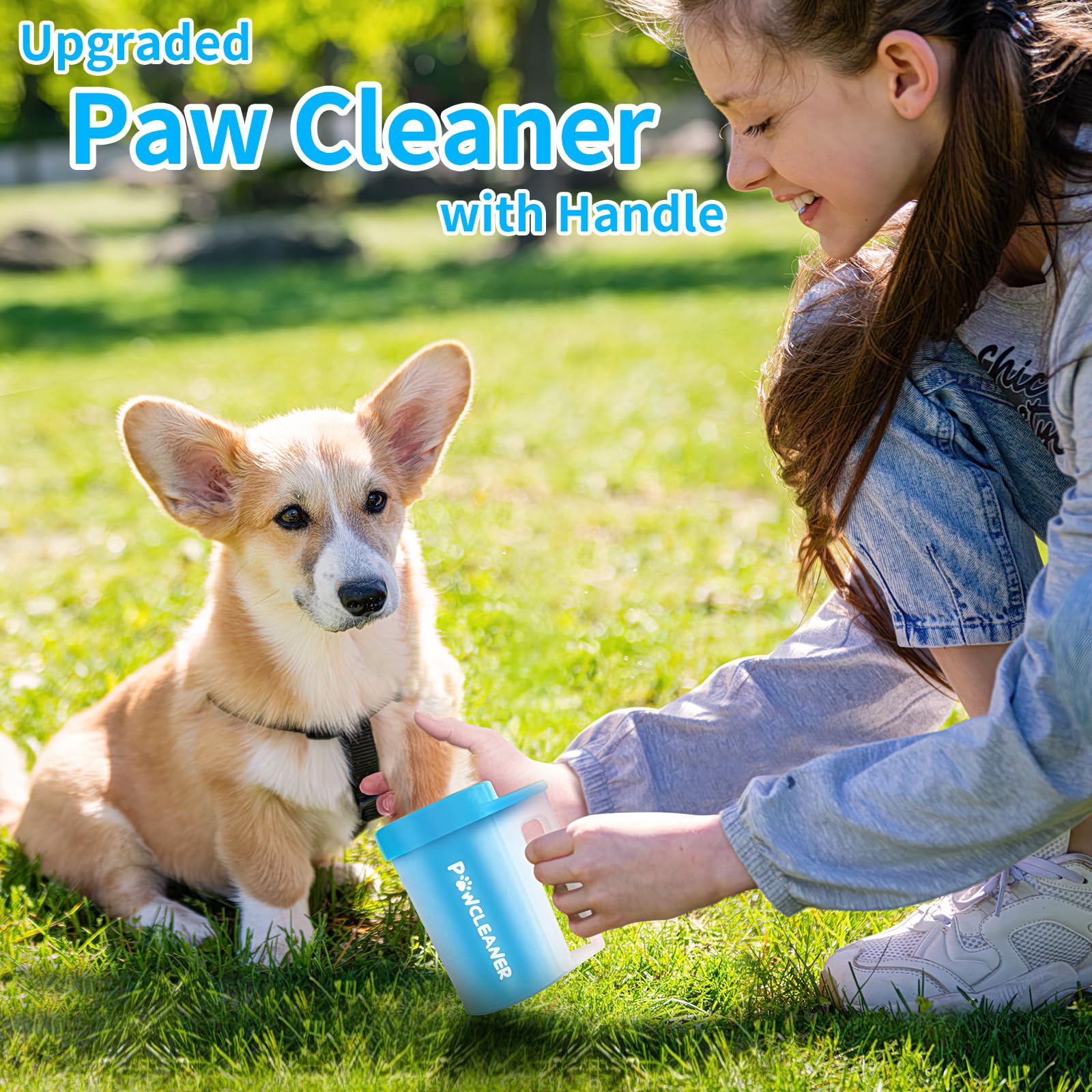 Dog Paw Cleaner For Dogs, (With 3Pcs Absorbent Towels & Adjustable Bath Brush) Dog Paw Washer, Pet Foot Cleaner (Blue, Medium)