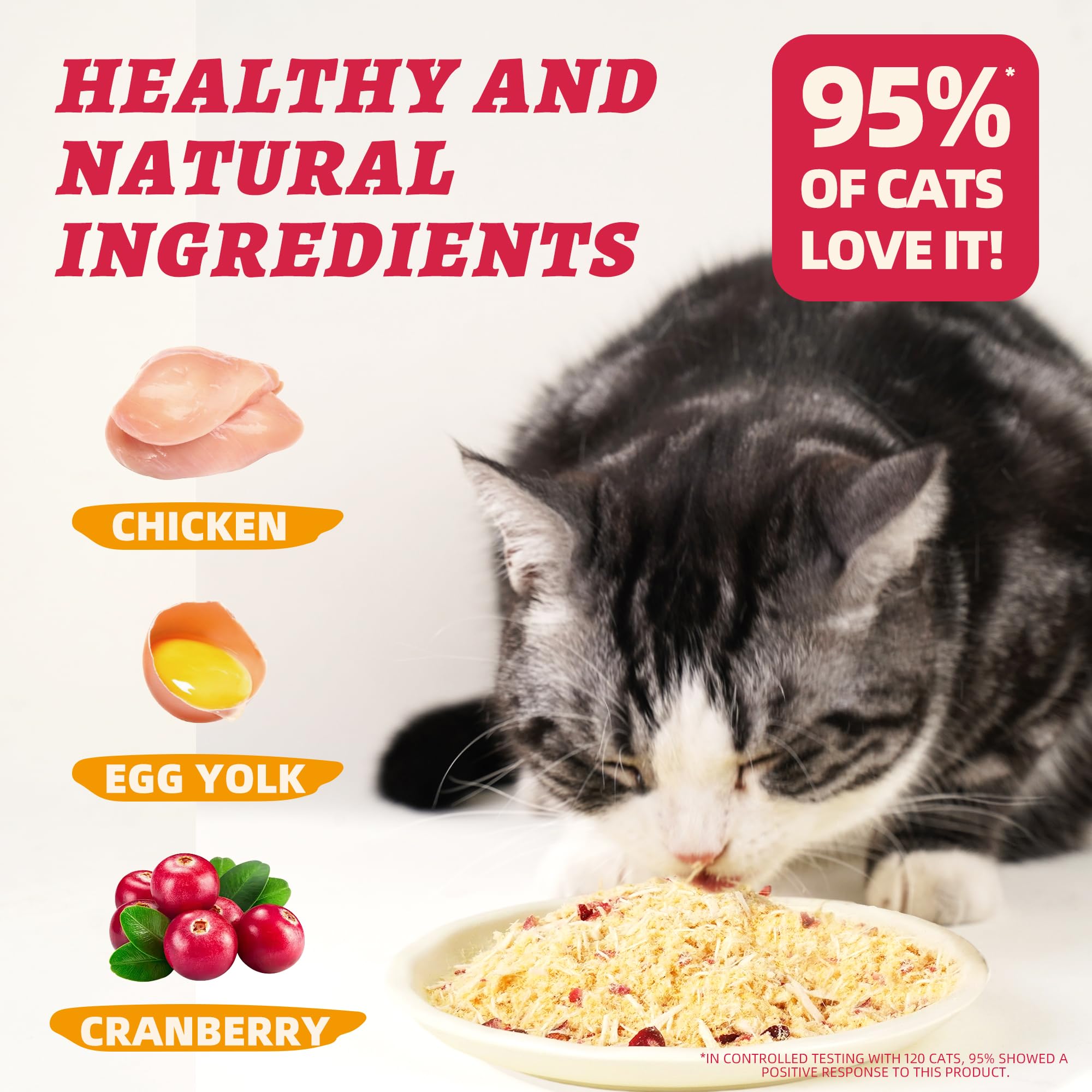 Wellix Dog & Cat Food Topper - Cranberry Treats Freeze Dried Egg Yolk & Chicken Flavor Low Calorie - Support Kidney Bladder & Ur